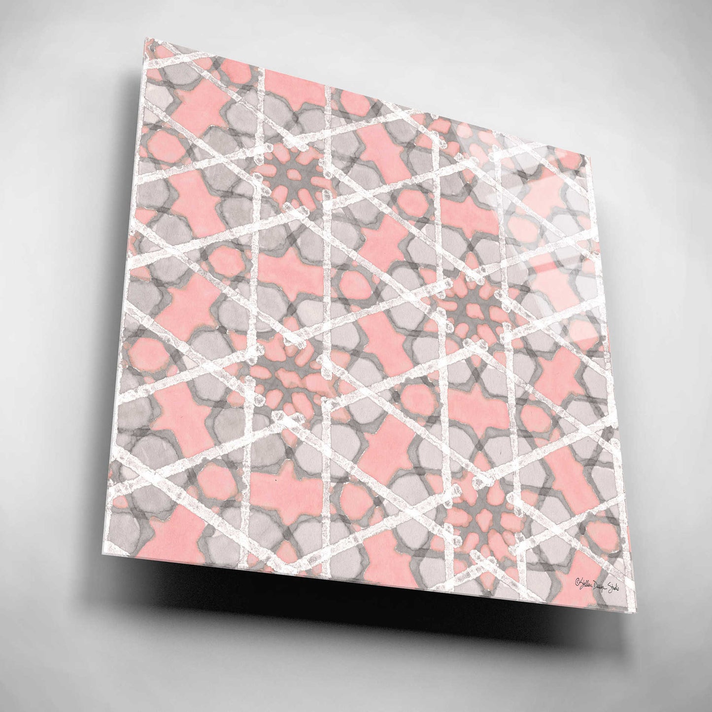 Epic Art 'Pink and Gray Pattern 2' by Stellar Design Studio, Acrylic Glass Wall Art,12x12