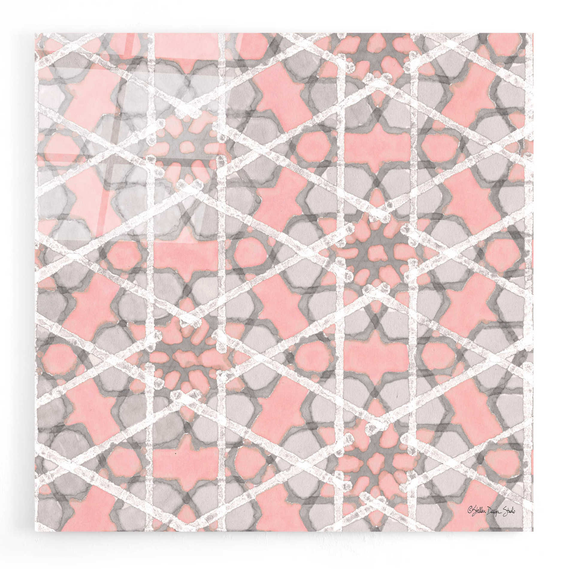 Epic Art 'Pink and Gray Pattern 2' by Stellar Design Studio, Acrylic Glass Wall Art,12x12