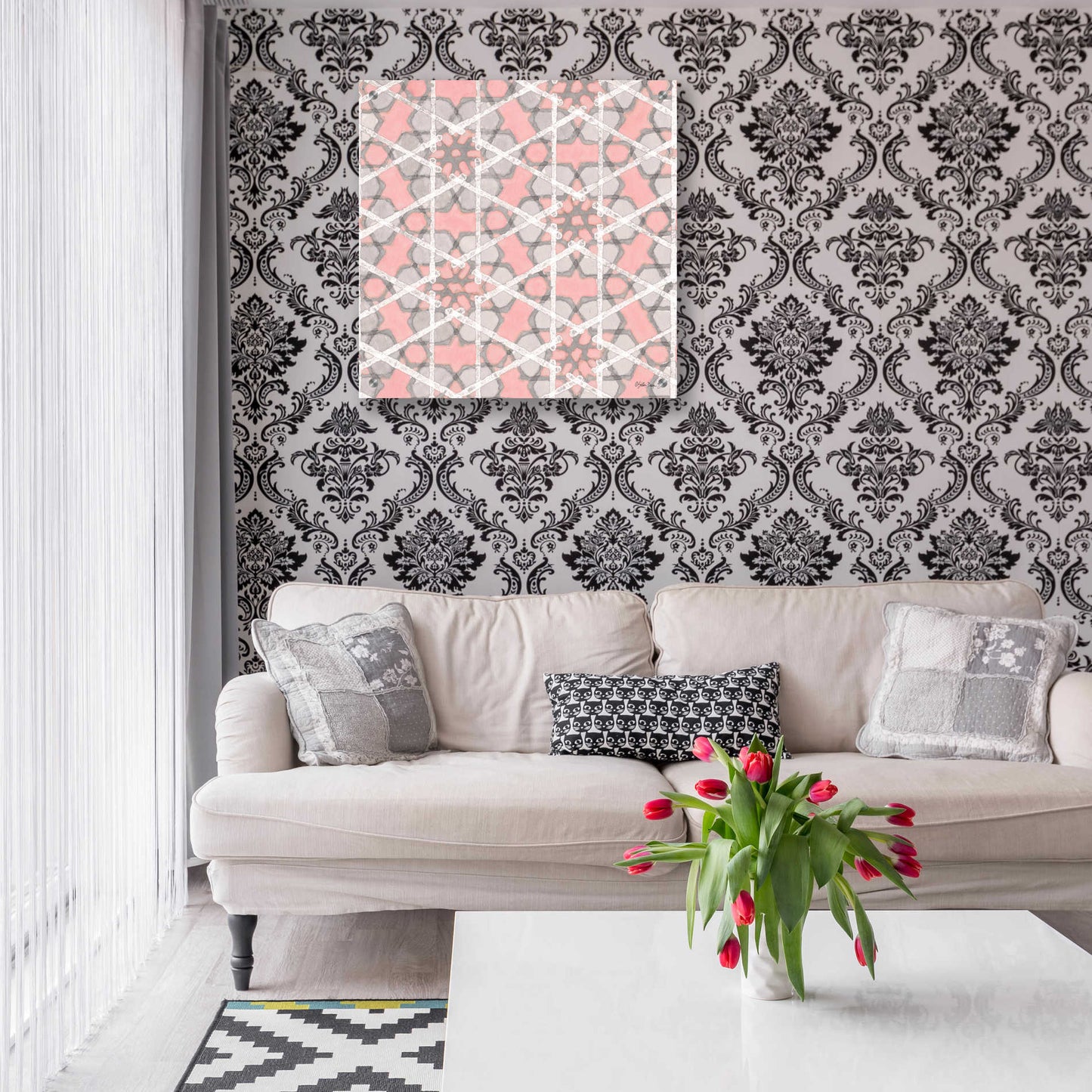 Epic Art 'Pink and Gray Pattern 2' by Stellar Design Studio, Acrylic Glass Wall Art,24x24