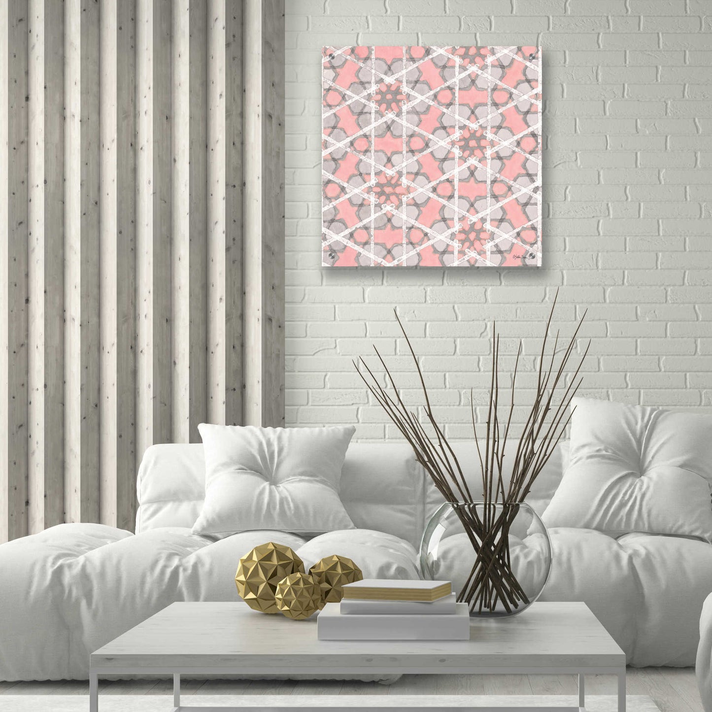 Epic Art 'Pink and Gray Pattern 2' by Stellar Design Studio, Acrylic Glass Wall Art,24x24