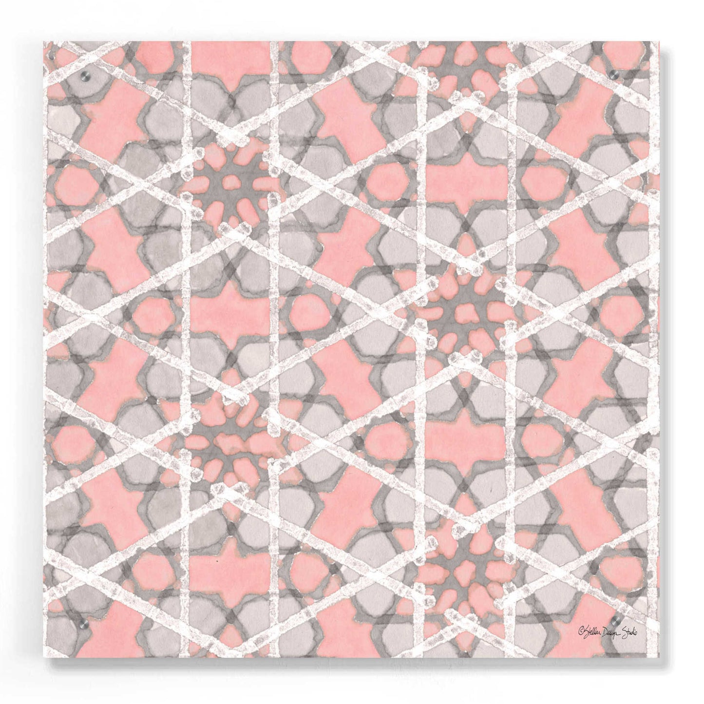 Epic Art 'Pink and Gray Pattern 2' by Stellar Design Studio, Acrylic Glass Wall Art,24x24