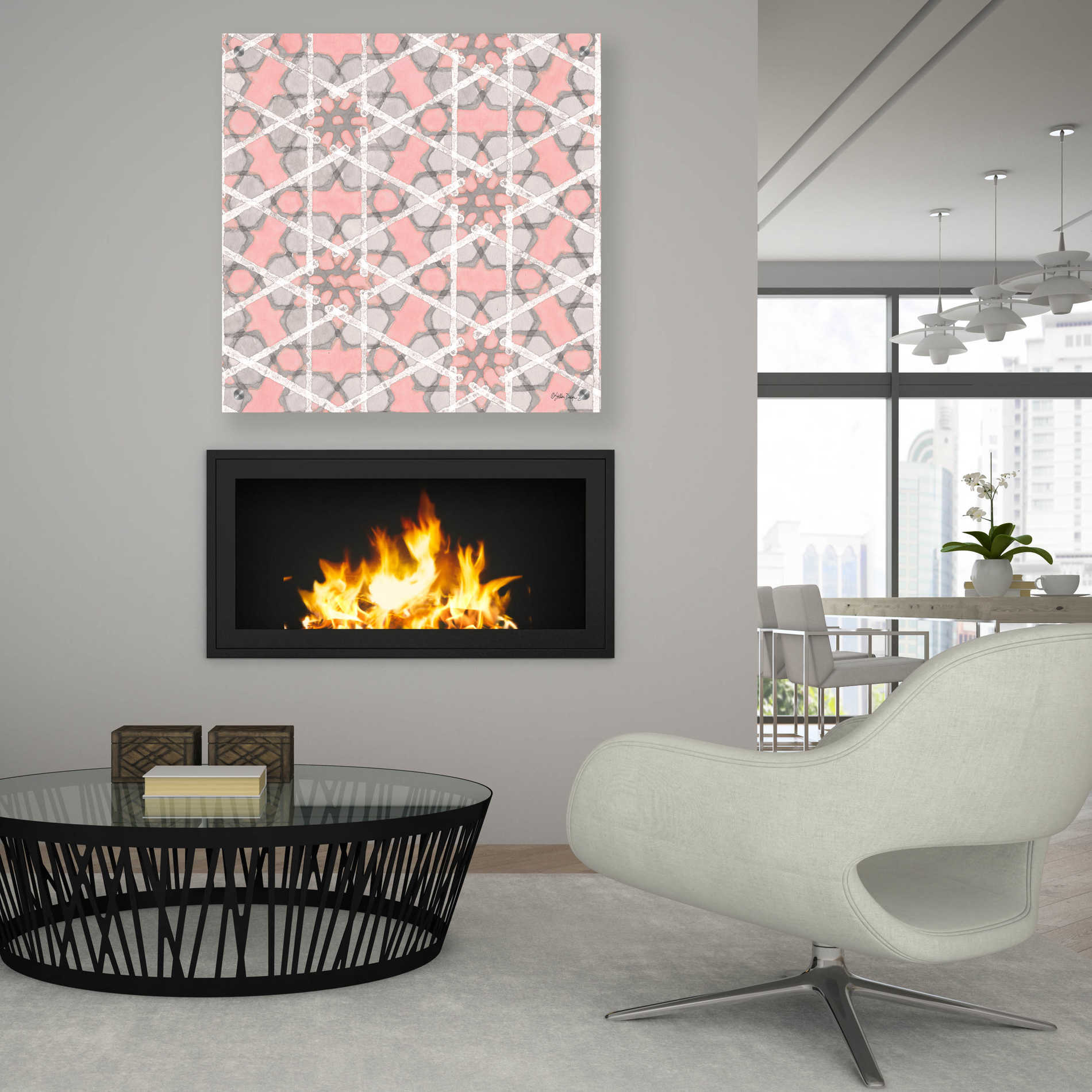 Epic Art 'Pink and Gray Pattern 2' by Stellar Design Studio, Acrylic Glass Wall Art,36x36