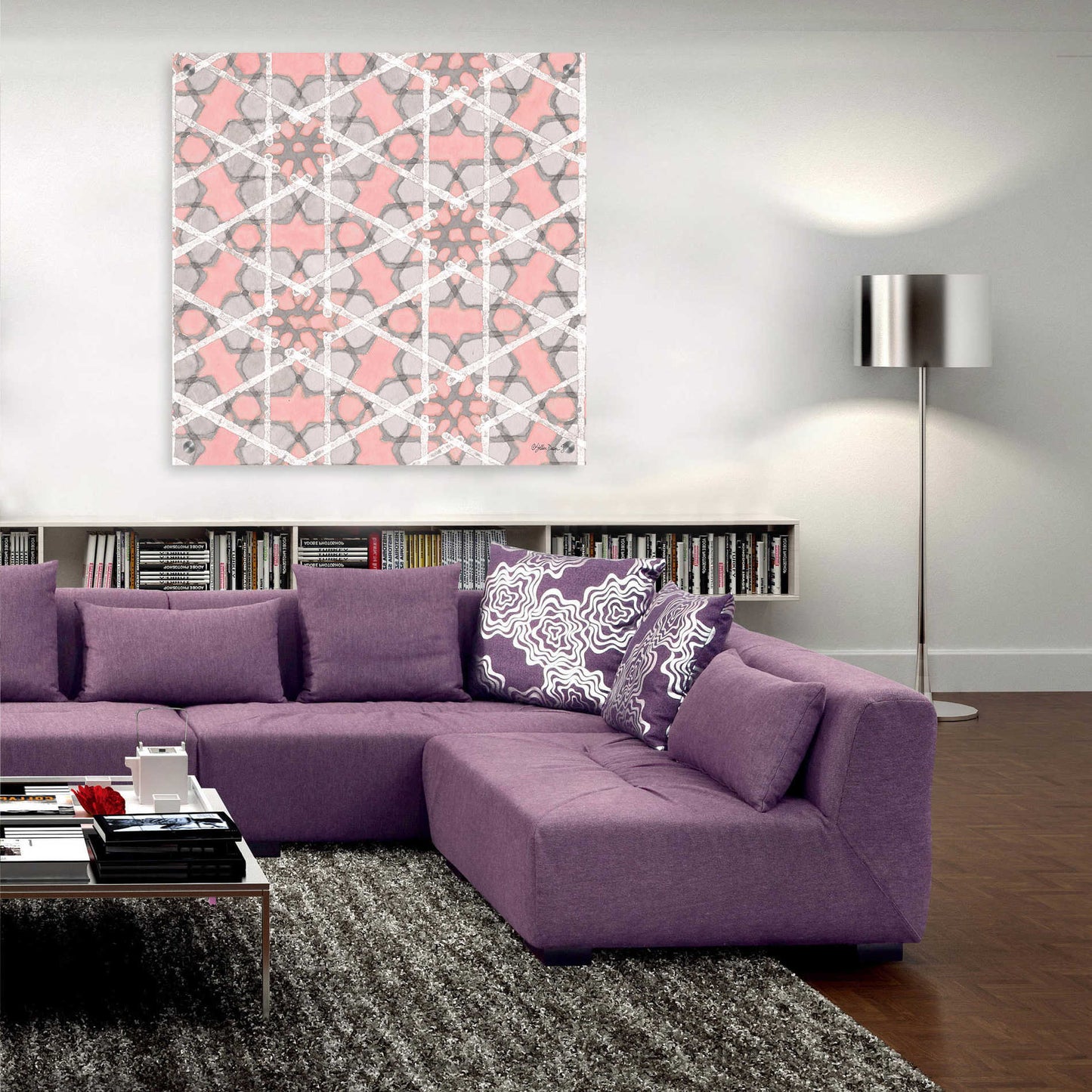 Epic Art 'Pink and Gray Pattern 2' by Stellar Design Studio, Acrylic Glass Wall Art,36x36