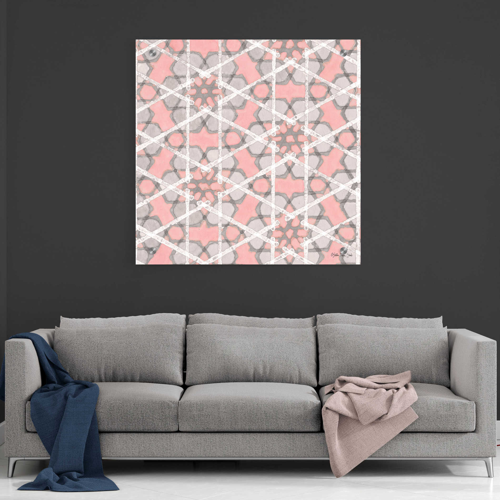 Epic Art 'Pink and Gray Pattern 2' by Stellar Design Studio, Acrylic Glass Wall Art,36x36