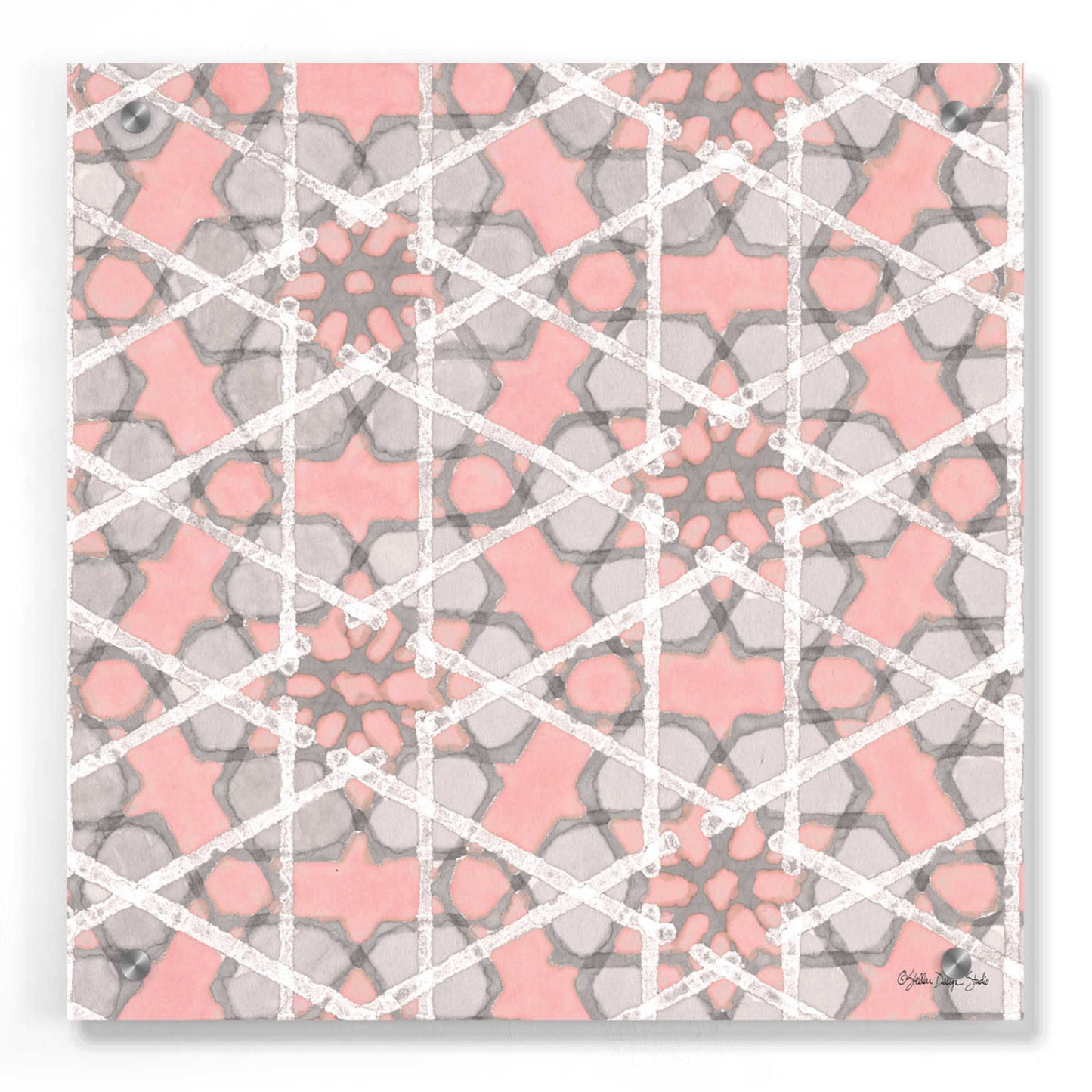 Epic Art 'Pink and Gray Pattern 2' by Stellar Design Studio, Acrylic Glass Wall Art,36x36