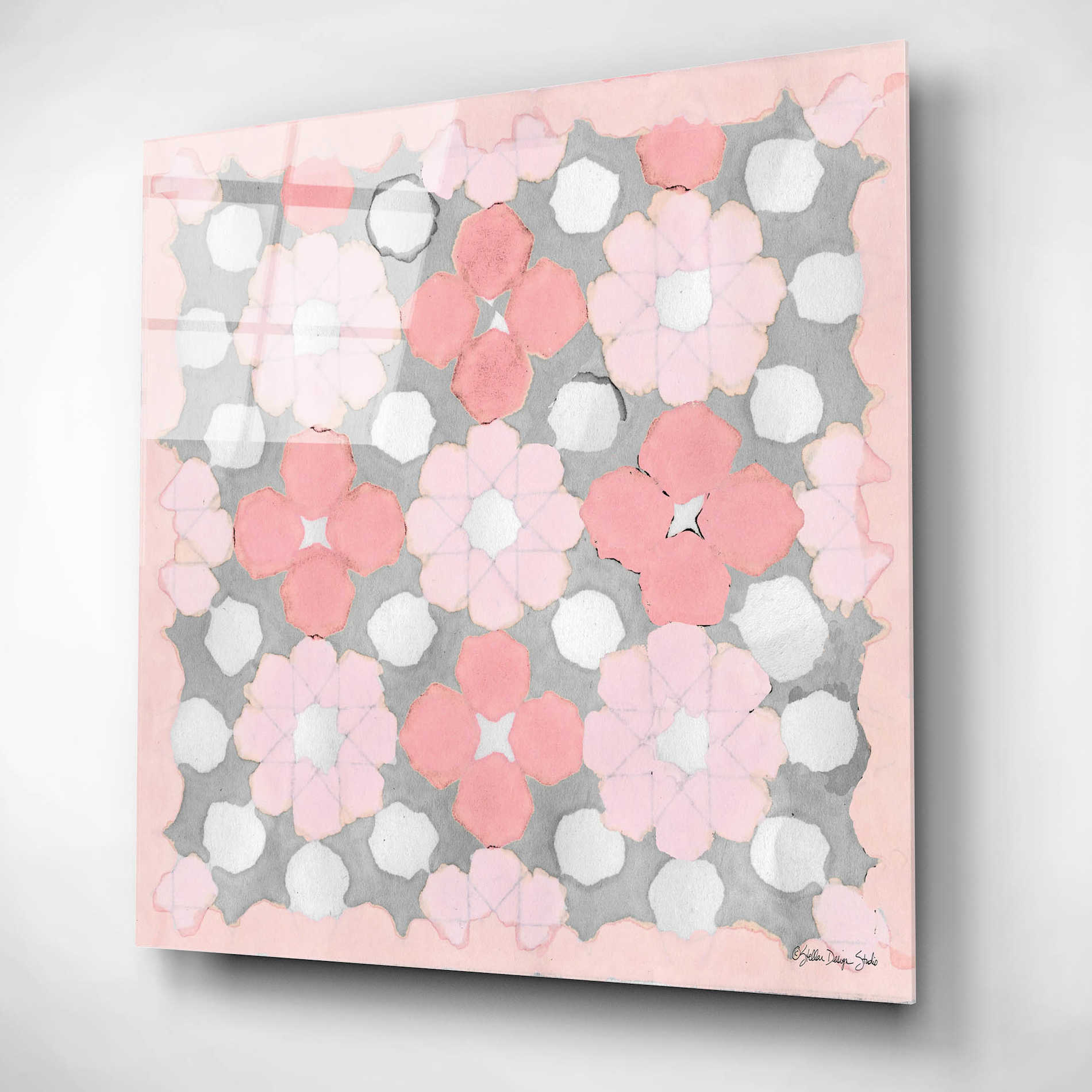 Epic Art 'Pink and Gray Pattern 3' by Stellar Design Studio, Acrylic Glass Wall Art,12x12