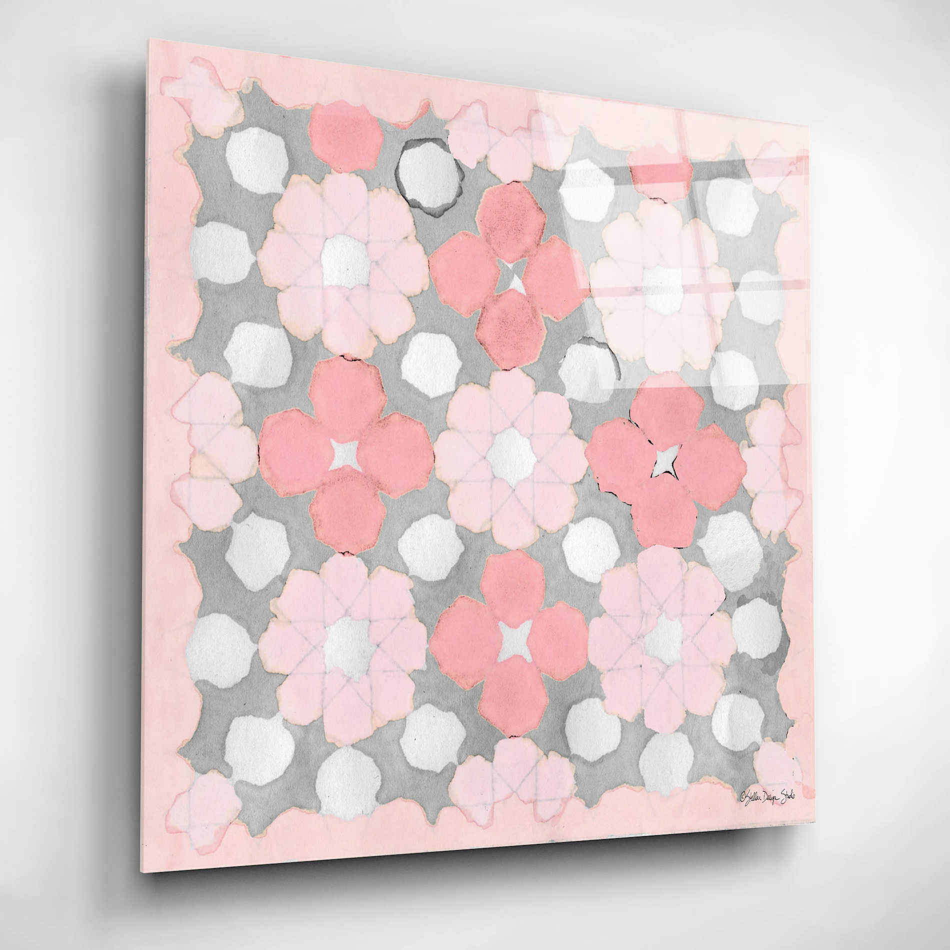 Epic Art 'Pink and Gray Pattern 3' by Stellar Design Studio, Acrylic Glass Wall Art,12x12