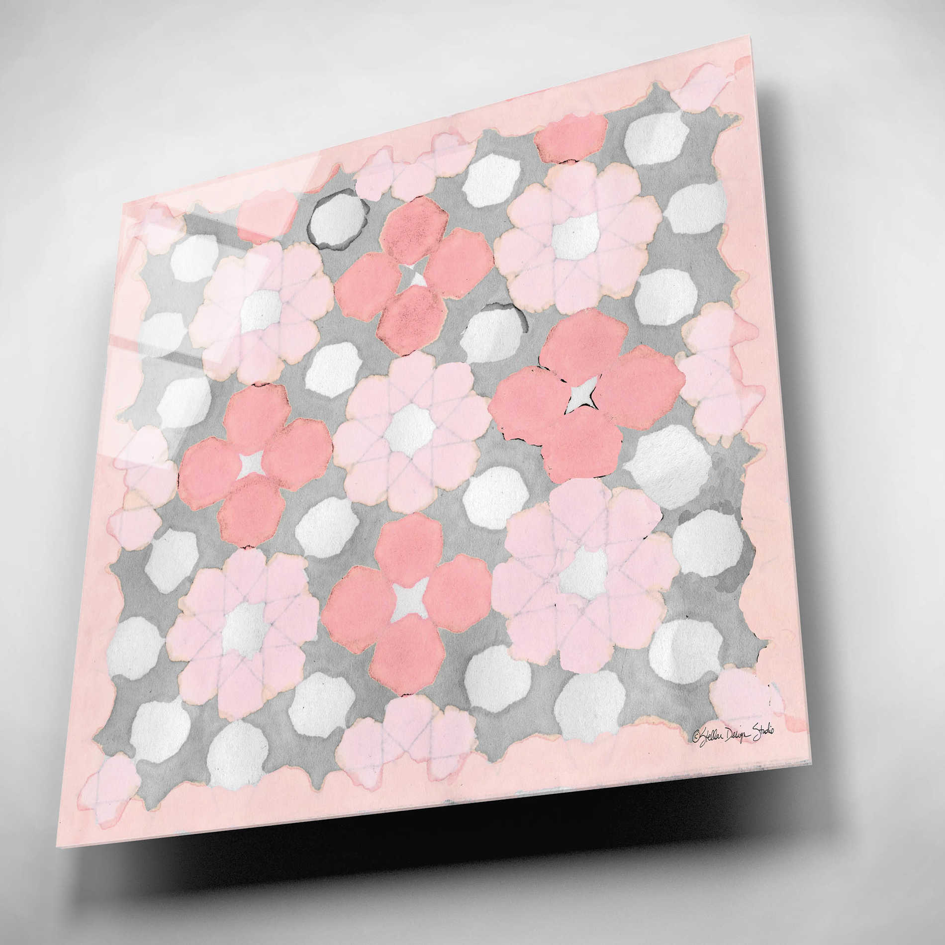 Epic Art 'Pink and Gray Pattern 3' by Stellar Design Studio, Acrylic Glass Wall Art,12x12