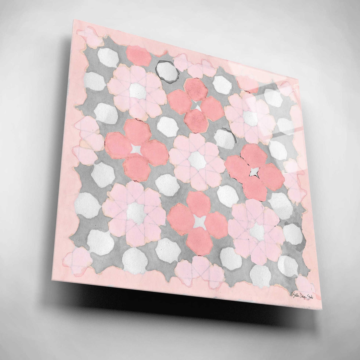 Epic Art 'Pink and Gray Pattern 3' by Stellar Design Studio, Acrylic Glass Wall Art,12x12