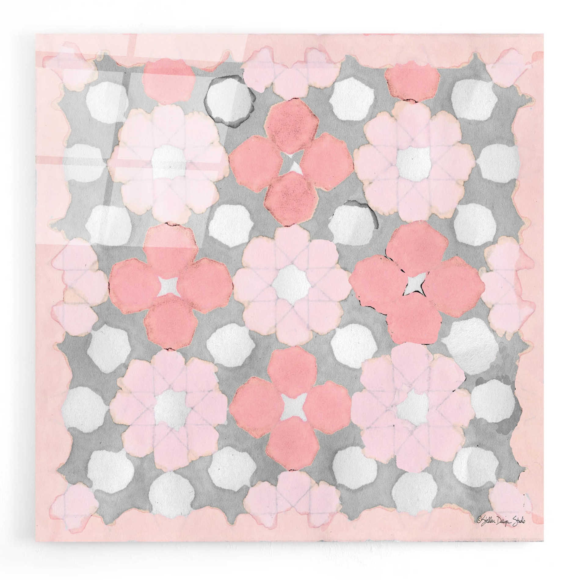 Epic Art 'Pink and Gray Pattern 3' by Stellar Design Studio, Acrylic Glass Wall Art,12x12