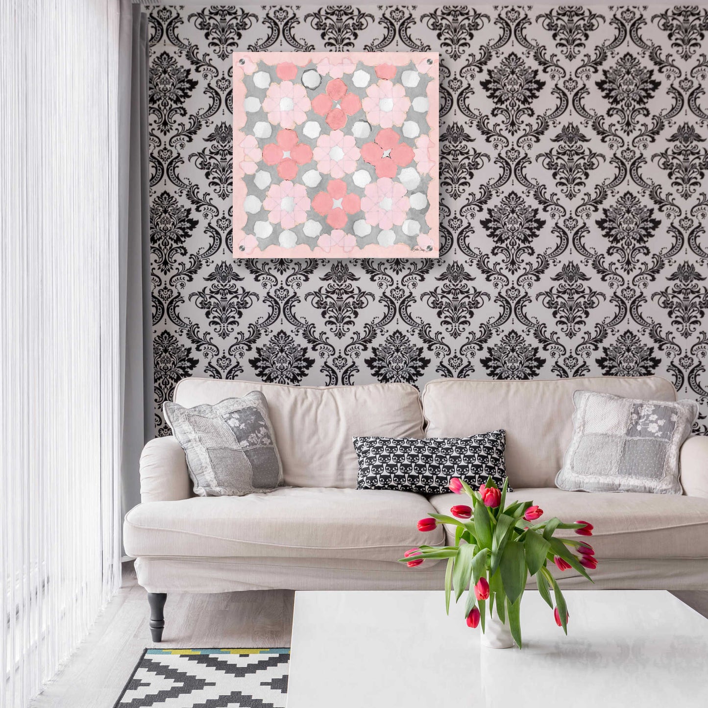 Epic Art 'Pink and Gray Pattern 3' by Stellar Design Studio, Acrylic Glass Wall Art,24x24