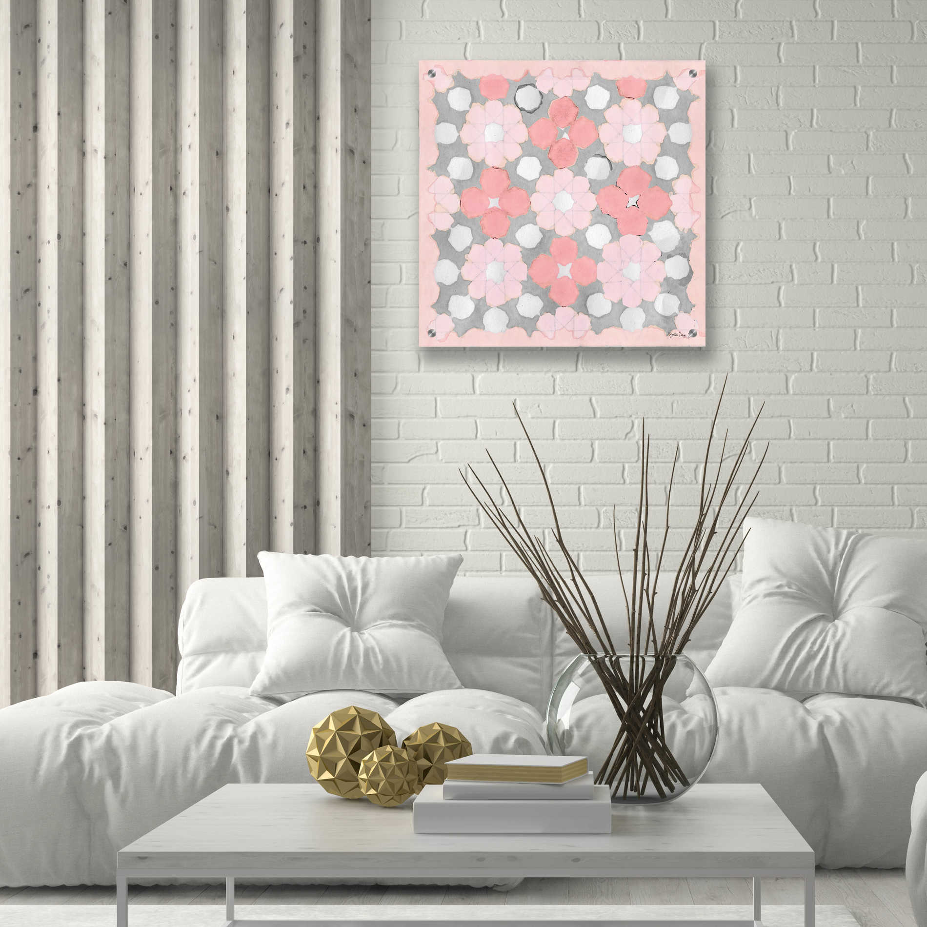 Epic Art 'Pink and Gray Pattern 3' by Stellar Design Studio, Acrylic Glass Wall Art,24x24