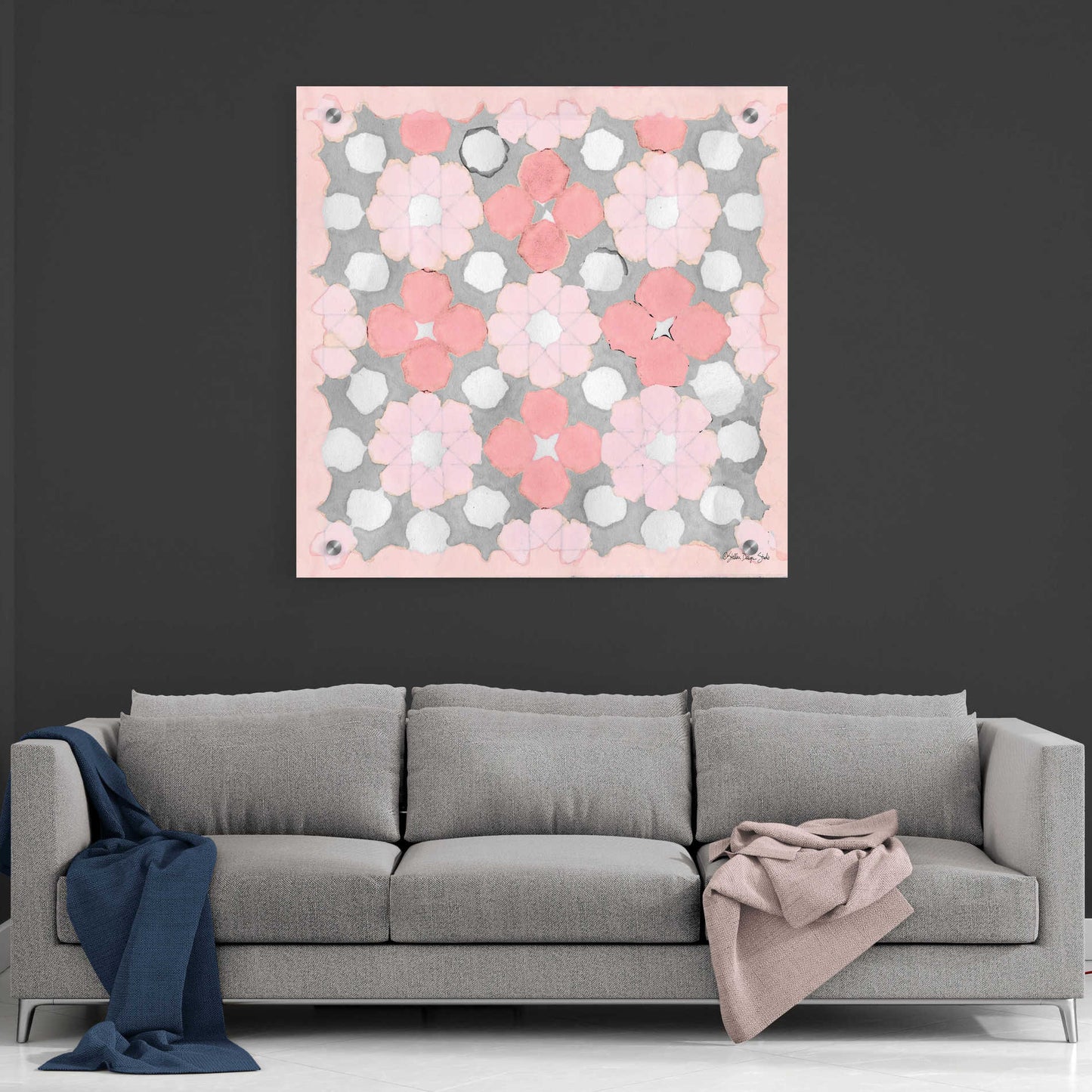 Epic Art 'Pink and Gray Pattern 3' by Stellar Design Studio, Acrylic Glass Wall Art,36x36