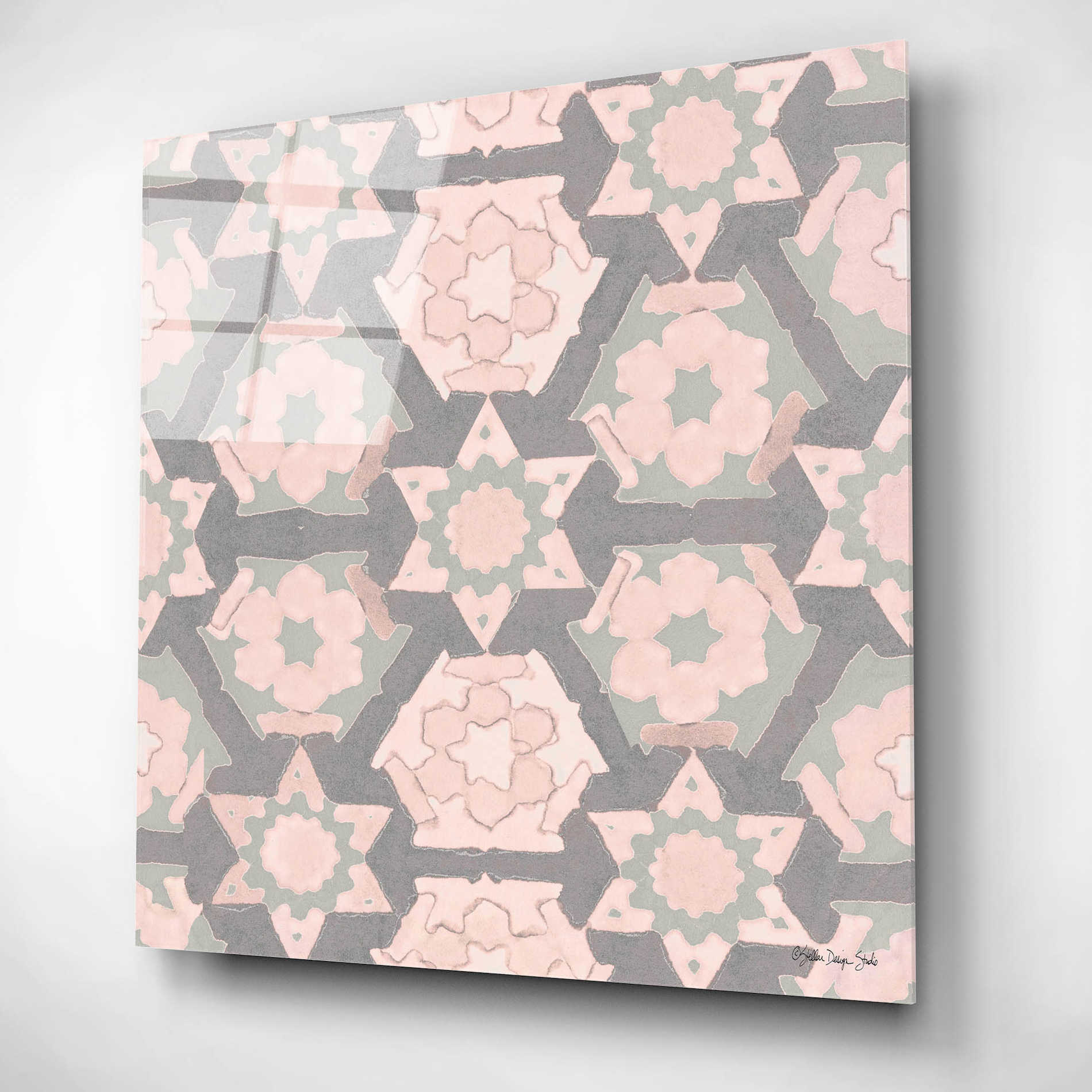 Epic Art 'Pink and Gray Pattern 4' by Stellar Design Studio, Acrylic Glass Wall Art,12x12