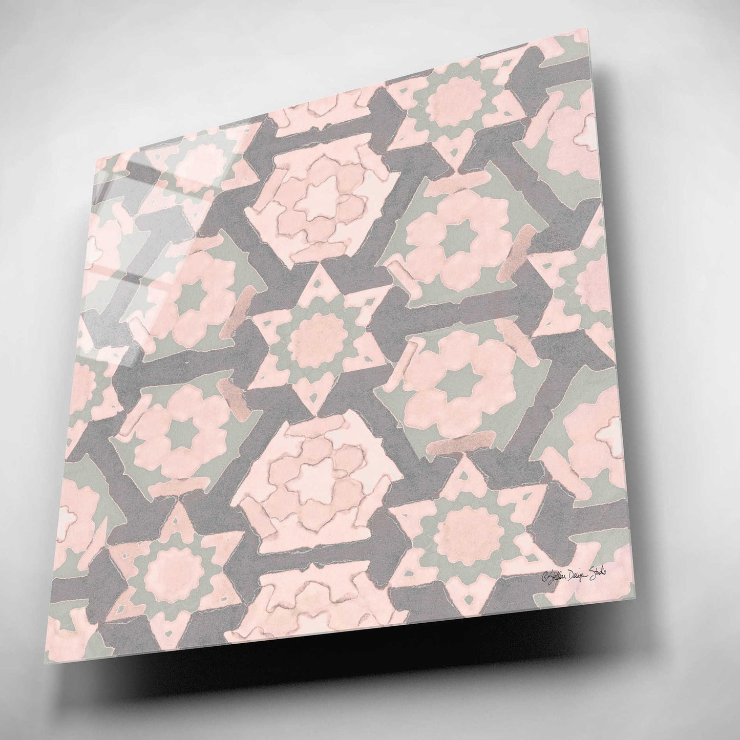 Epic Art 'Pink and Gray Pattern 4' by Stellar Design Studio, Acrylic Glass Wall Art,12x12