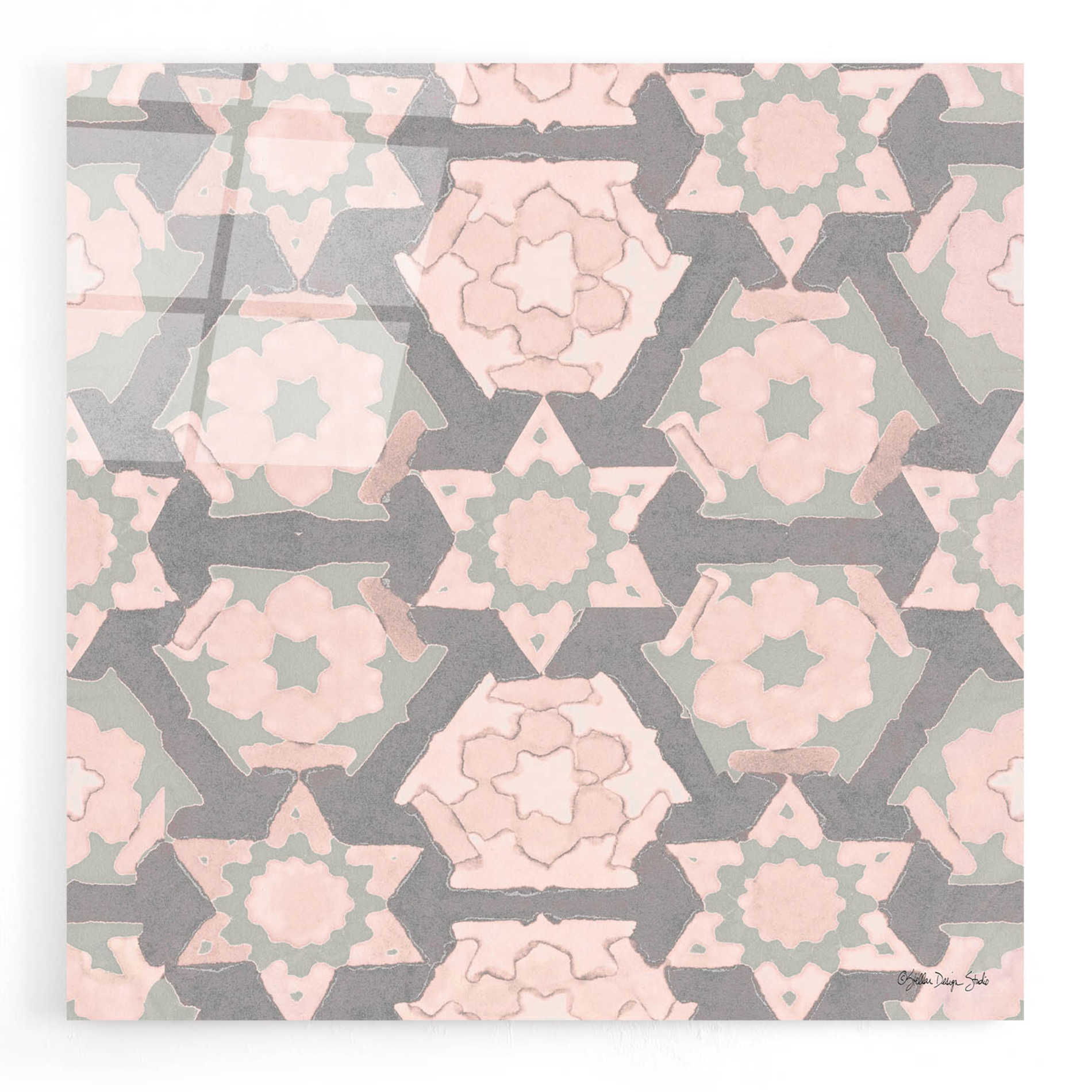 Epic Art 'Pink and Gray Pattern 4' by Stellar Design Studio, Acrylic Glass Wall Art,12x12