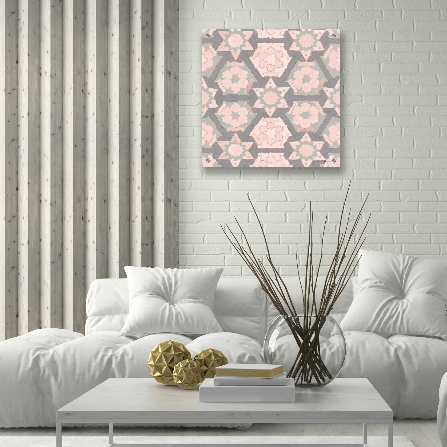 Epic Art 'Pink and Gray Pattern 4' by Stellar Design Studio, Acrylic Glass Wall Art,24x24