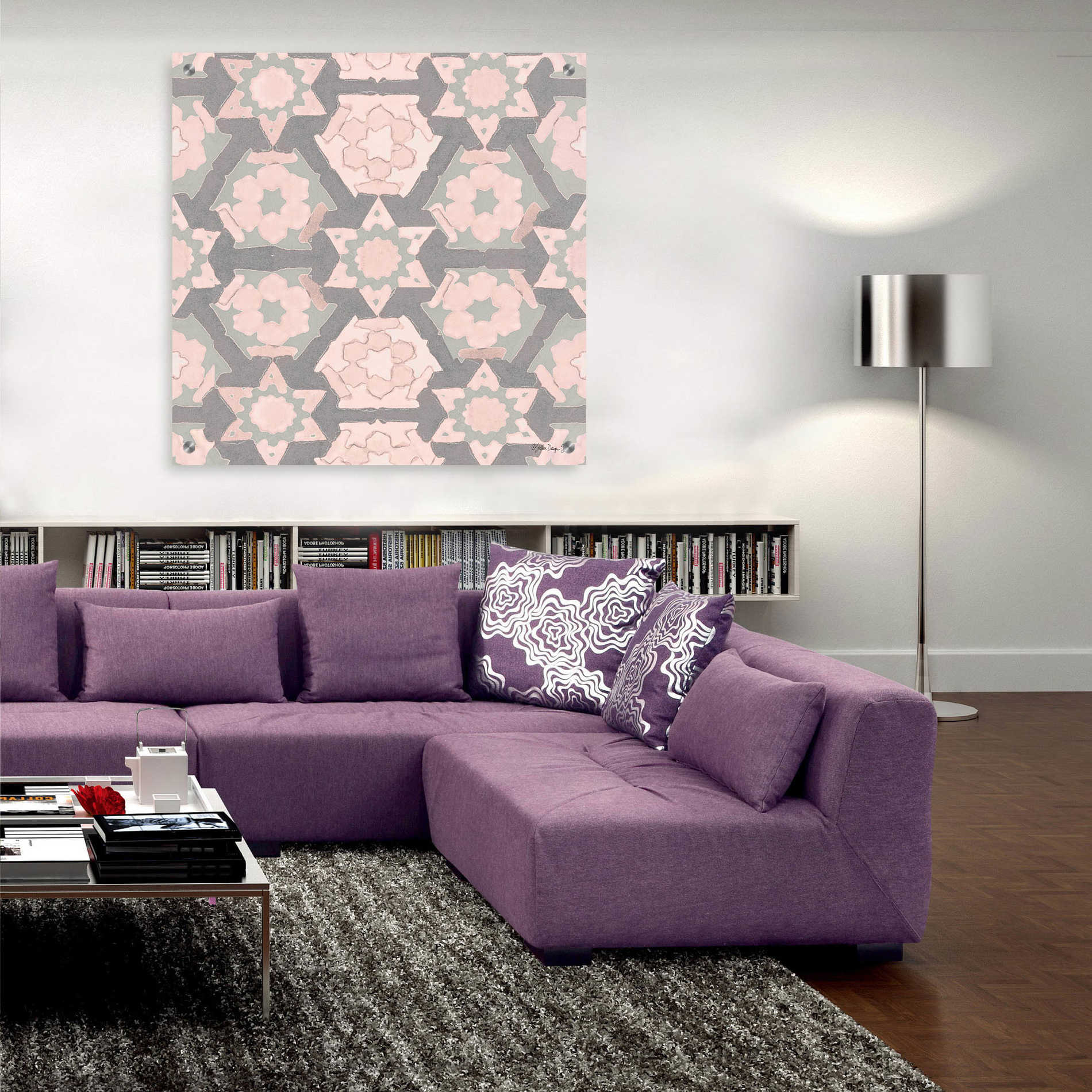 Epic Art 'Pink and Gray Pattern 4' by Stellar Design Studio, Acrylic Glass Wall Art,36x36