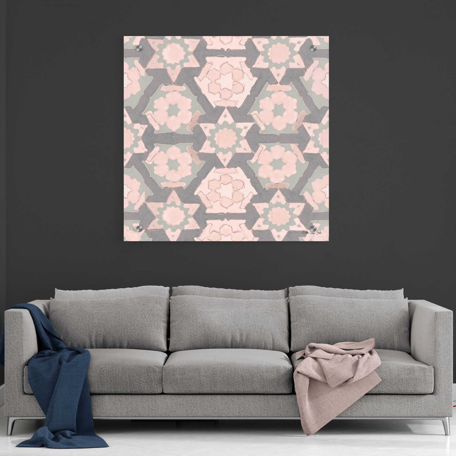 Epic Art 'Pink and Gray Pattern 4' by Stellar Design Studio, Acrylic Glass Wall Art,36x36