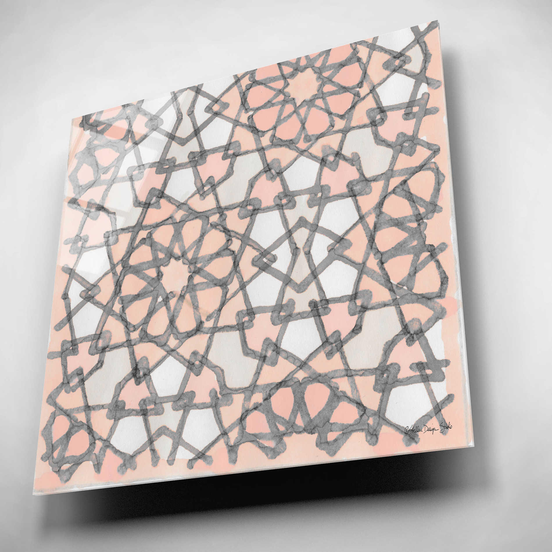 Epic Art 'Pink and Gray Pattern 6' by Stellar Design Studio, Acrylic Glass Wall Art,12x12