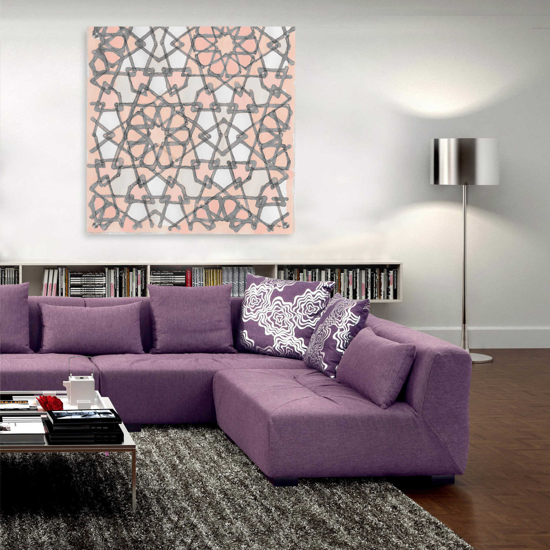 Epic Art 'Pink and Gray Pattern 6' by Stellar Design Studio, Acrylic Glass Wall Art,36x36