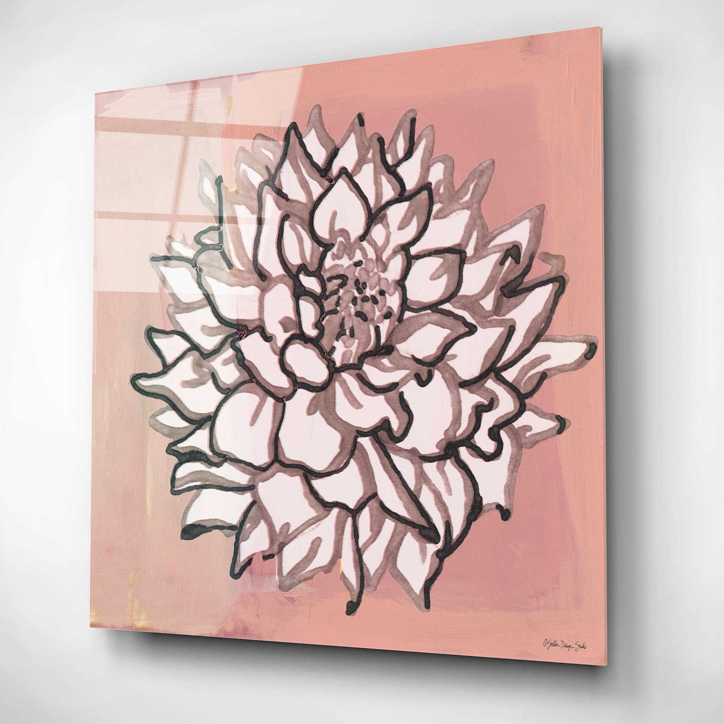 Epic Art 'Pink and Gray Floral 1' by Stellar Design Studio, Acrylic Glass Wall Art,12x12