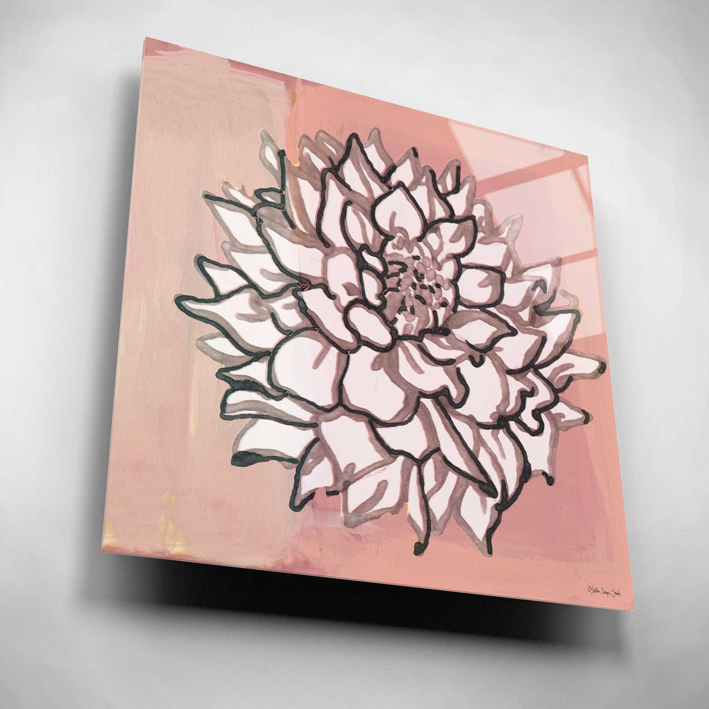 Epic Art 'Pink and Gray Floral 1' by Stellar Design Studio, Acrylic Glass Wall Art,12x12