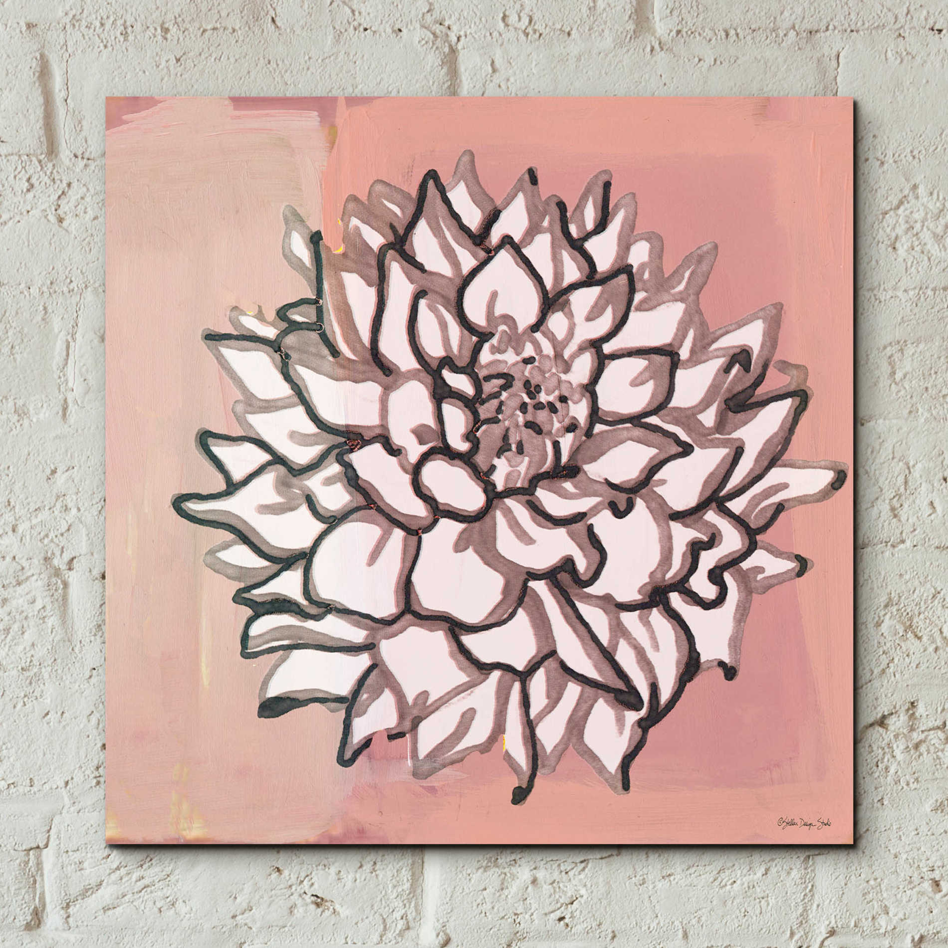 Epic Art 'Pink and Gray Floral 1' by Stellar Design Studio, Acrylic Glass Wall Art,12x12