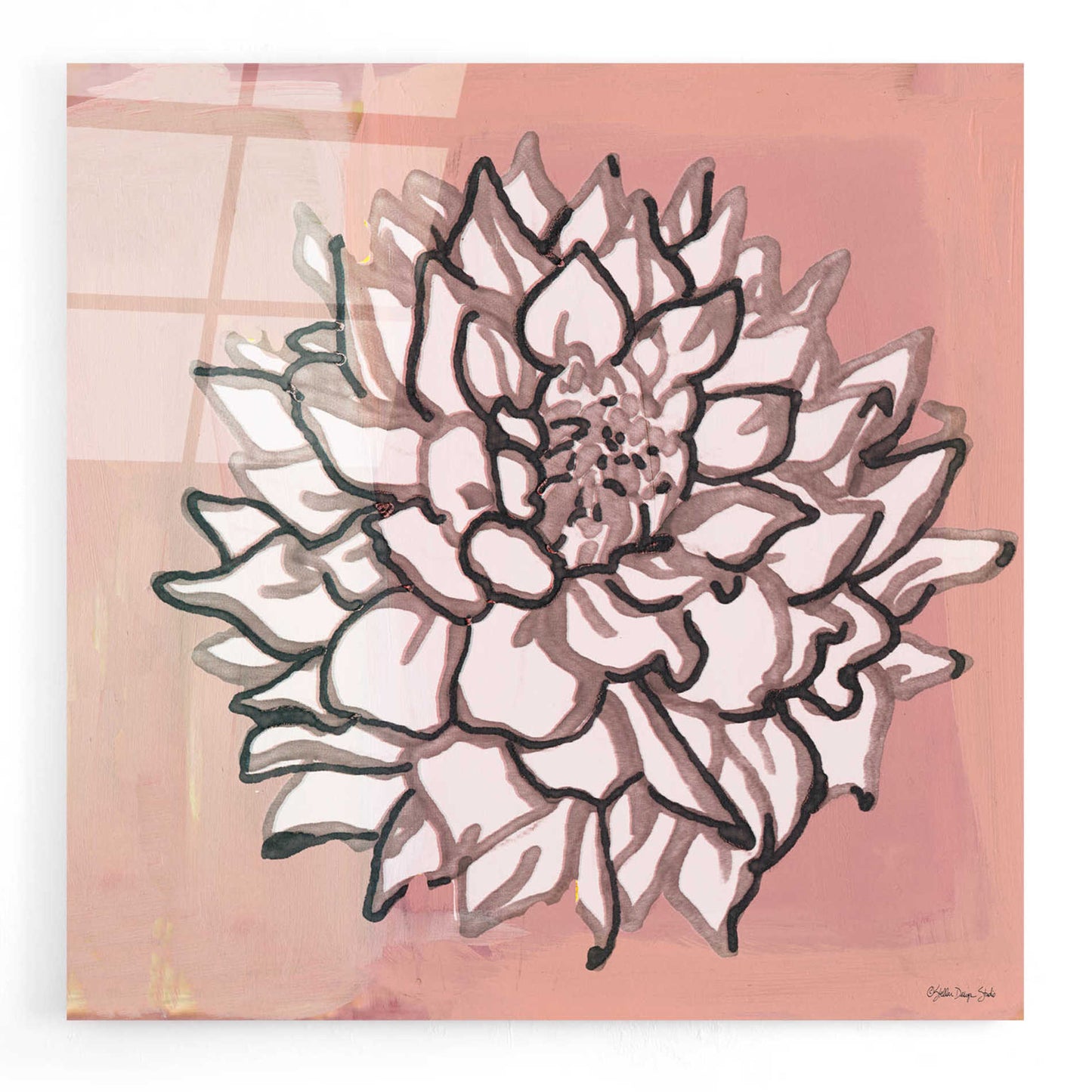 Epic Art 'Pink and Gray Floral 1' by Stellar Design Studio, Acrylic Glass Wall Art,12x12