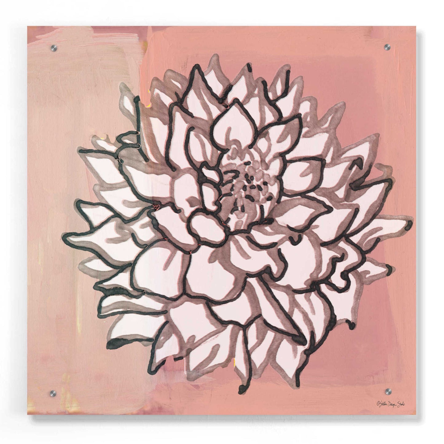 Epic Art 'Pink and Gray Floral 1' by Stellar Design Studio, Acrylic Glass Wall Art,24x24