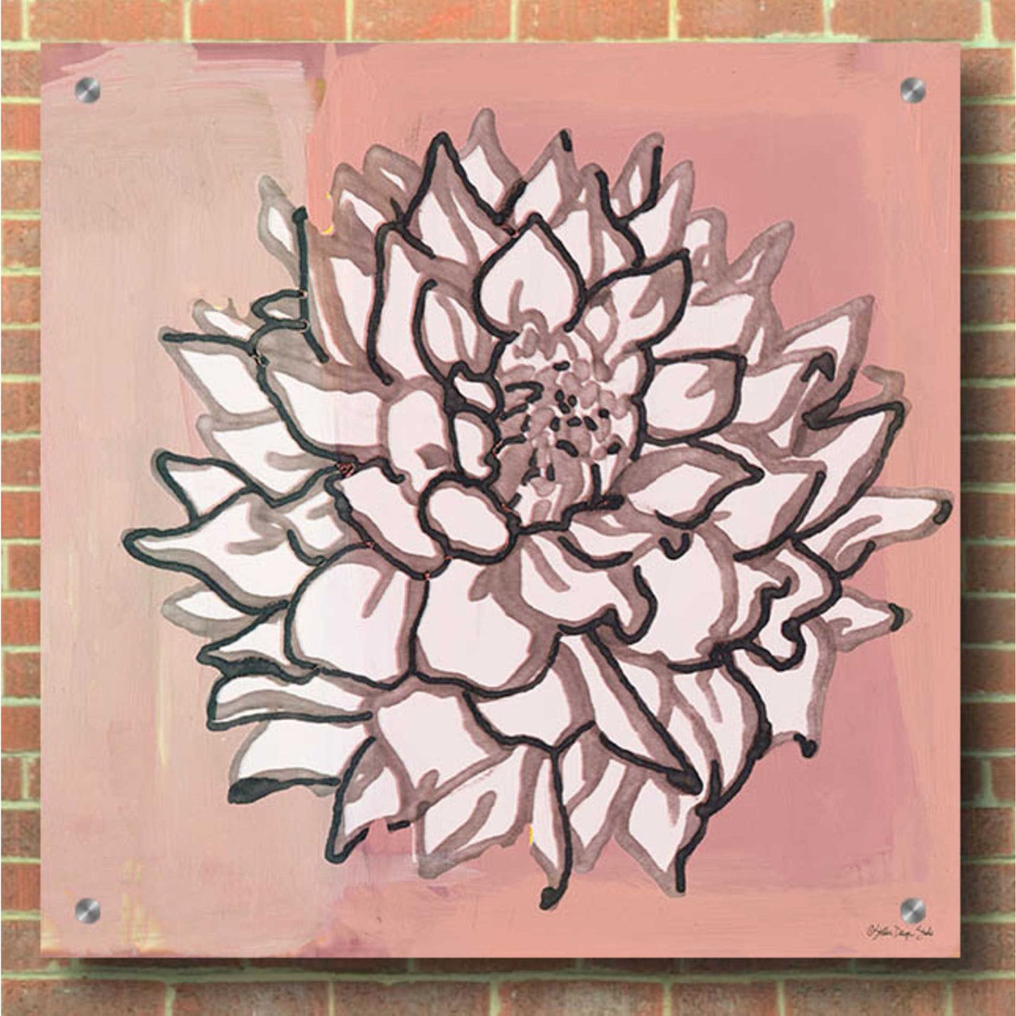 Epic Art 'Pink and Gray Floral 1' by Stellar Design Studio, Acrylic Glass Wall Art,36x36