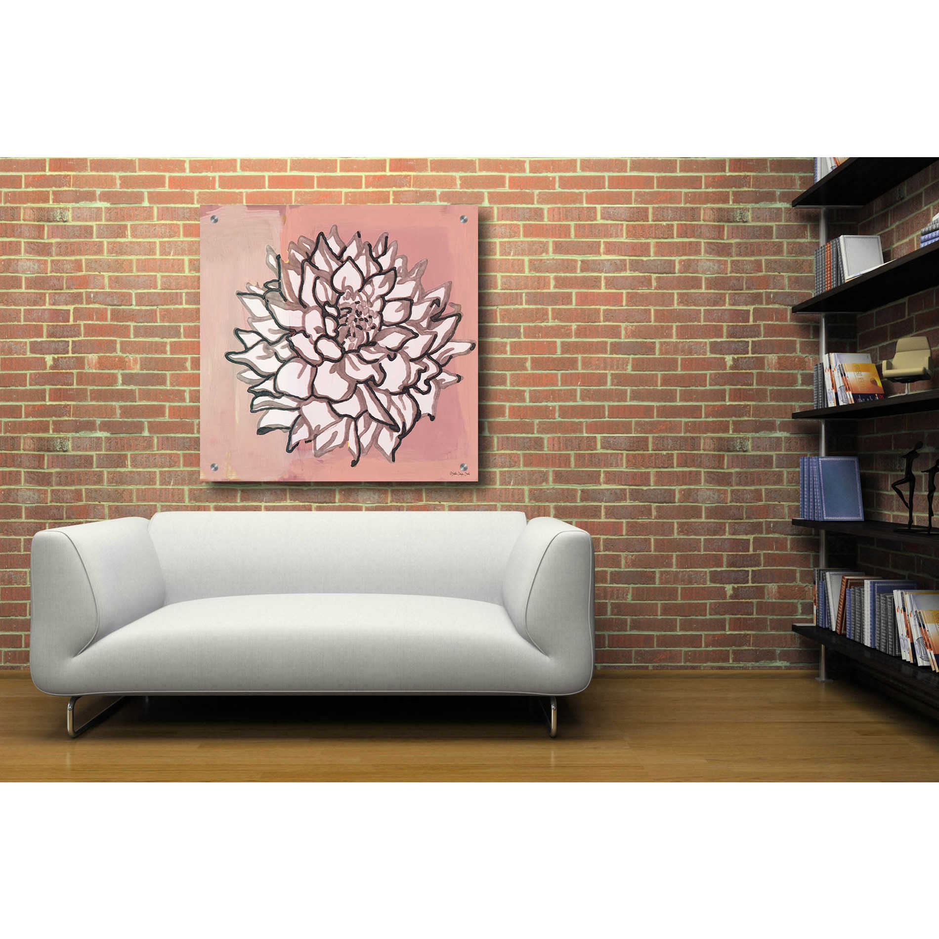 Epic Art 'Pink and Gray Floral 1' by Stellar Design Studio, Acrylic Glass Wall Art,36x36