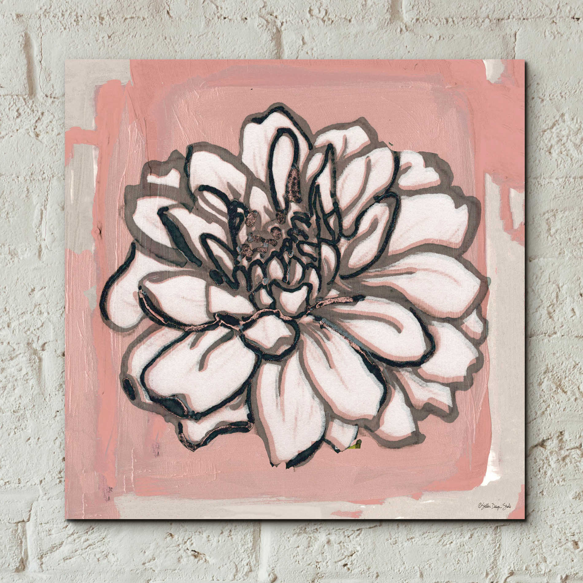 Epic Art 'Pink and Gray Floral 2' by Stellar Design Studio, Acrylic Glass Wall Art,12x12