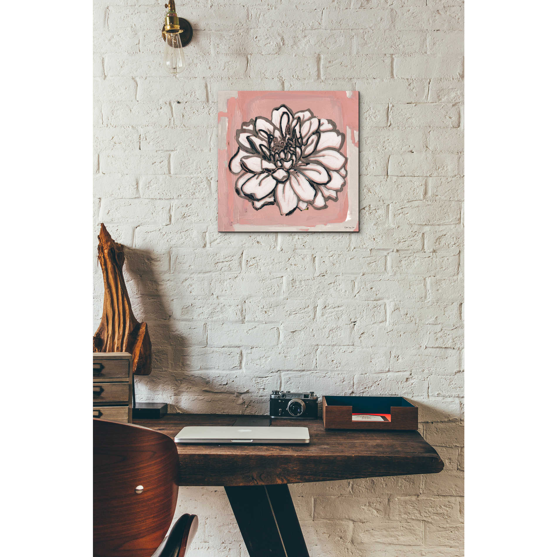 Epic Art 'Pink and Gray Floral 2' by Stellar Design Studio, Acrylic Glass Wall Art,12x12