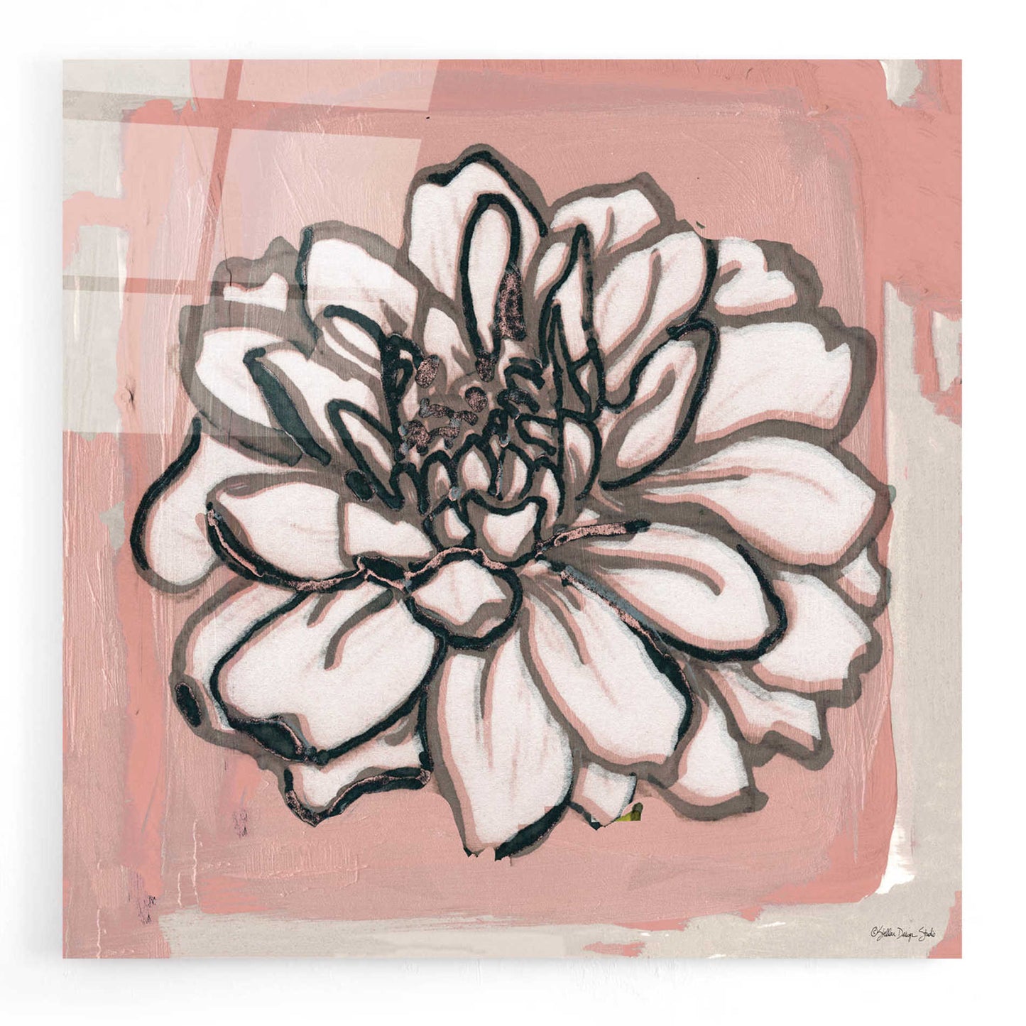 Epic Art 'Pink and Gray Floral 2' by Stellar Design Studio, Acrylic Glass Wall Art,12x12