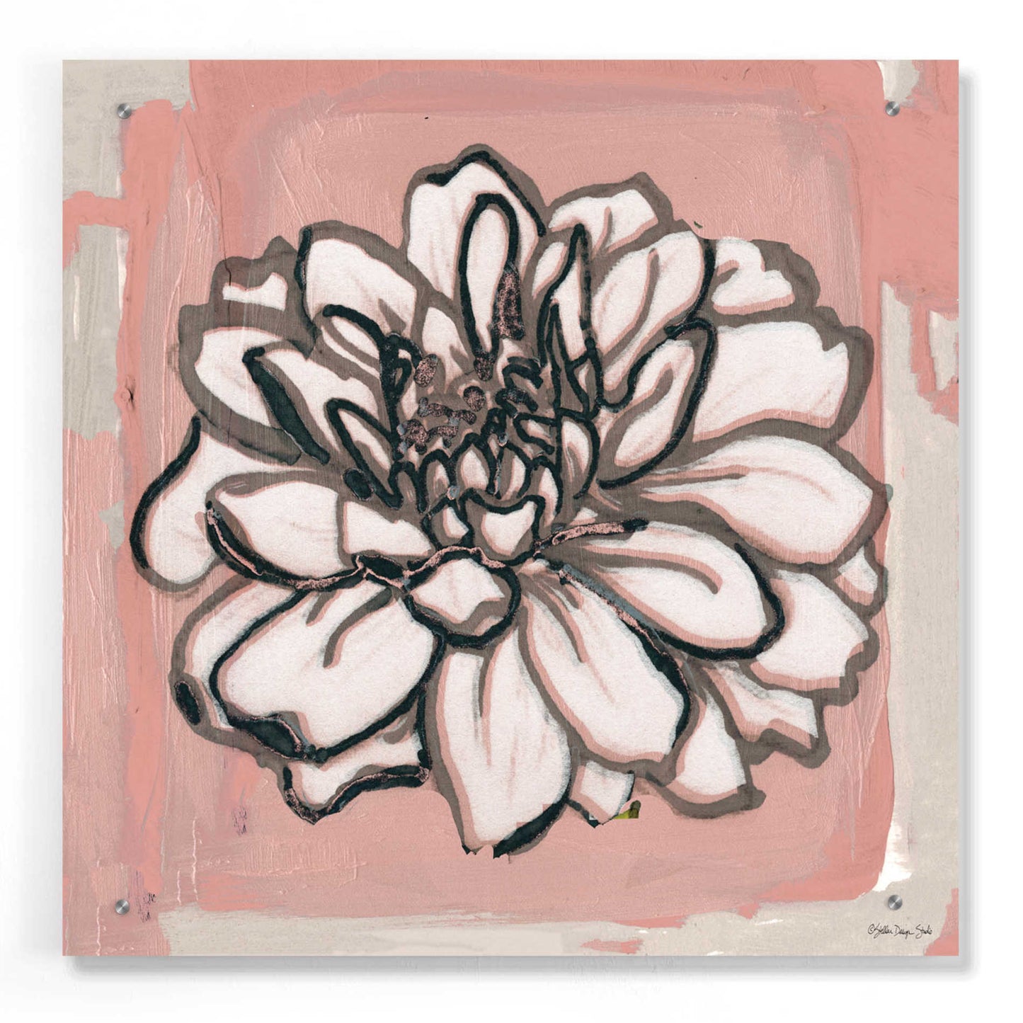 Epic Art 'Pink and Gray Floral 2' by Stellar Design Studio, Acrylic Glass Wall Art,24x24