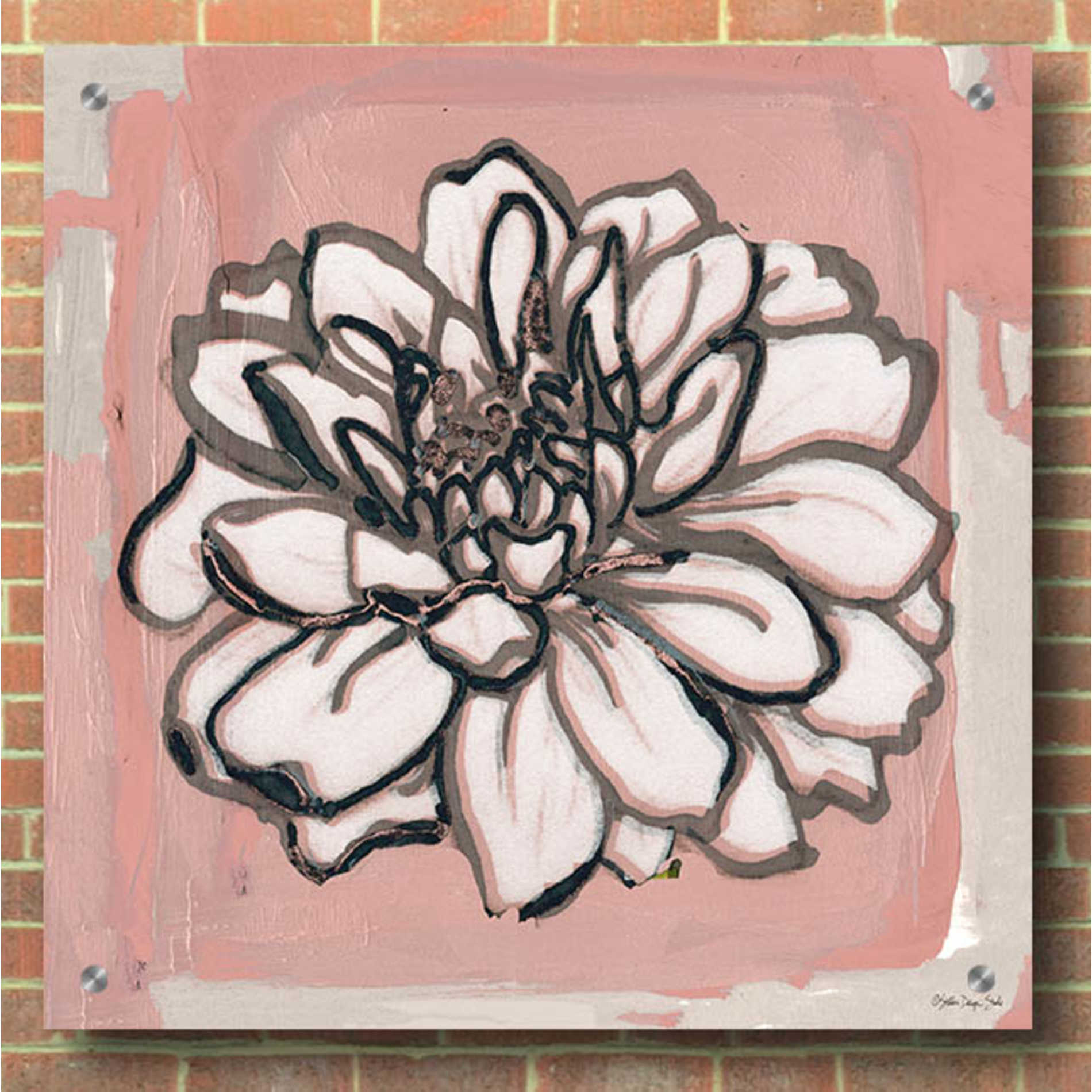 Epic Art 'Pink and Gray Floral 2' by Stellar Design Studio, Acrylic Glass Wall Art,36x36