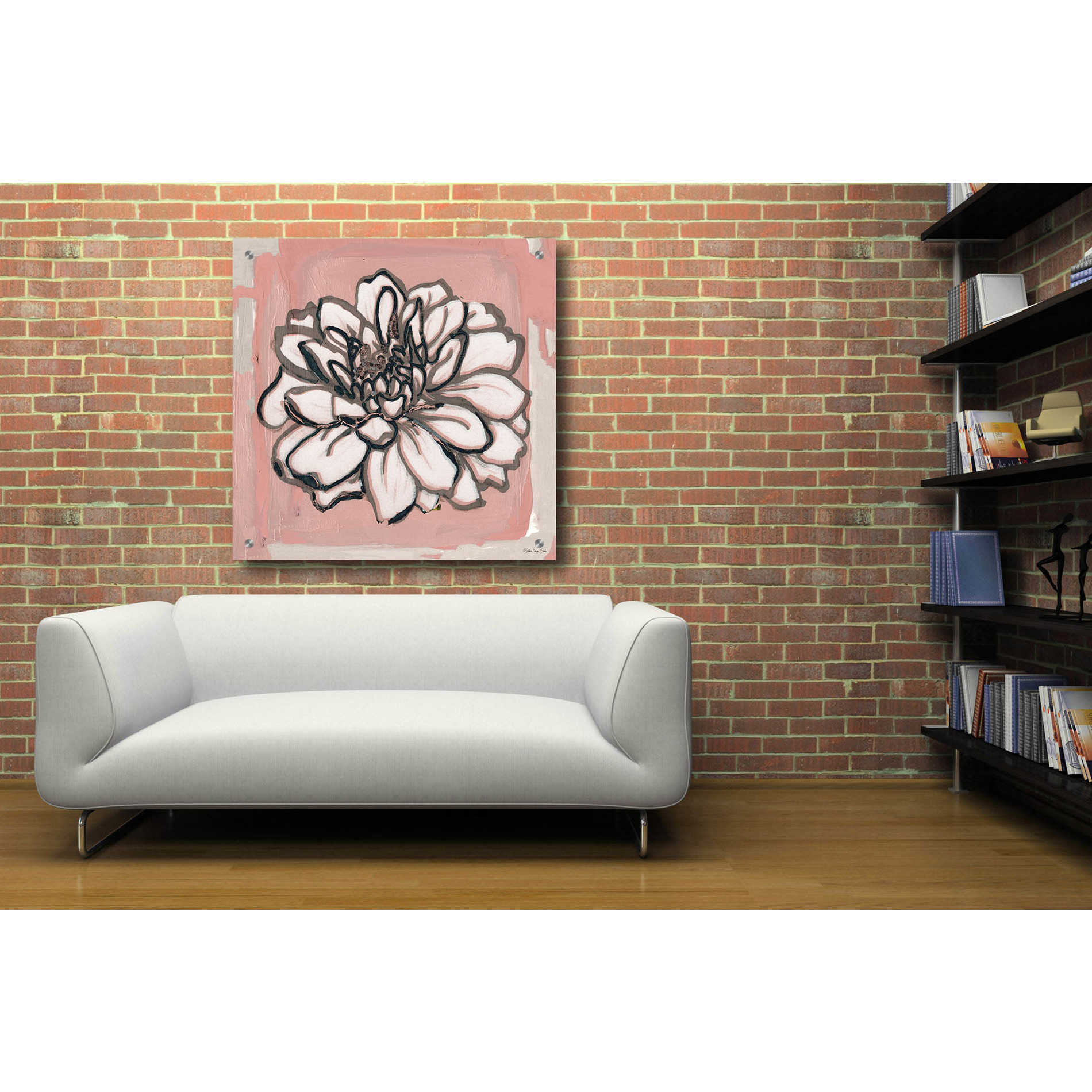 Epic Art 'Pink and Gray Floral 2' by Stellar Design Studio, Acrylic Glass Wall Art,36x36