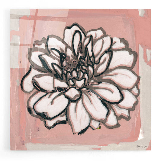 Epic Art 'Pink and Gray Floral 2' by Stellar Design Studio, Acrylic Glass Wall Art