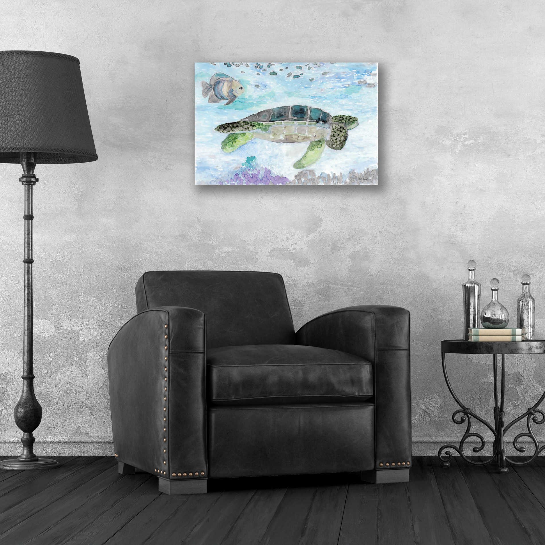 Epic Art 'Swimming Sea Turtle' by Stellar Design Studio, Acrylic Glass Wall Art,24x16