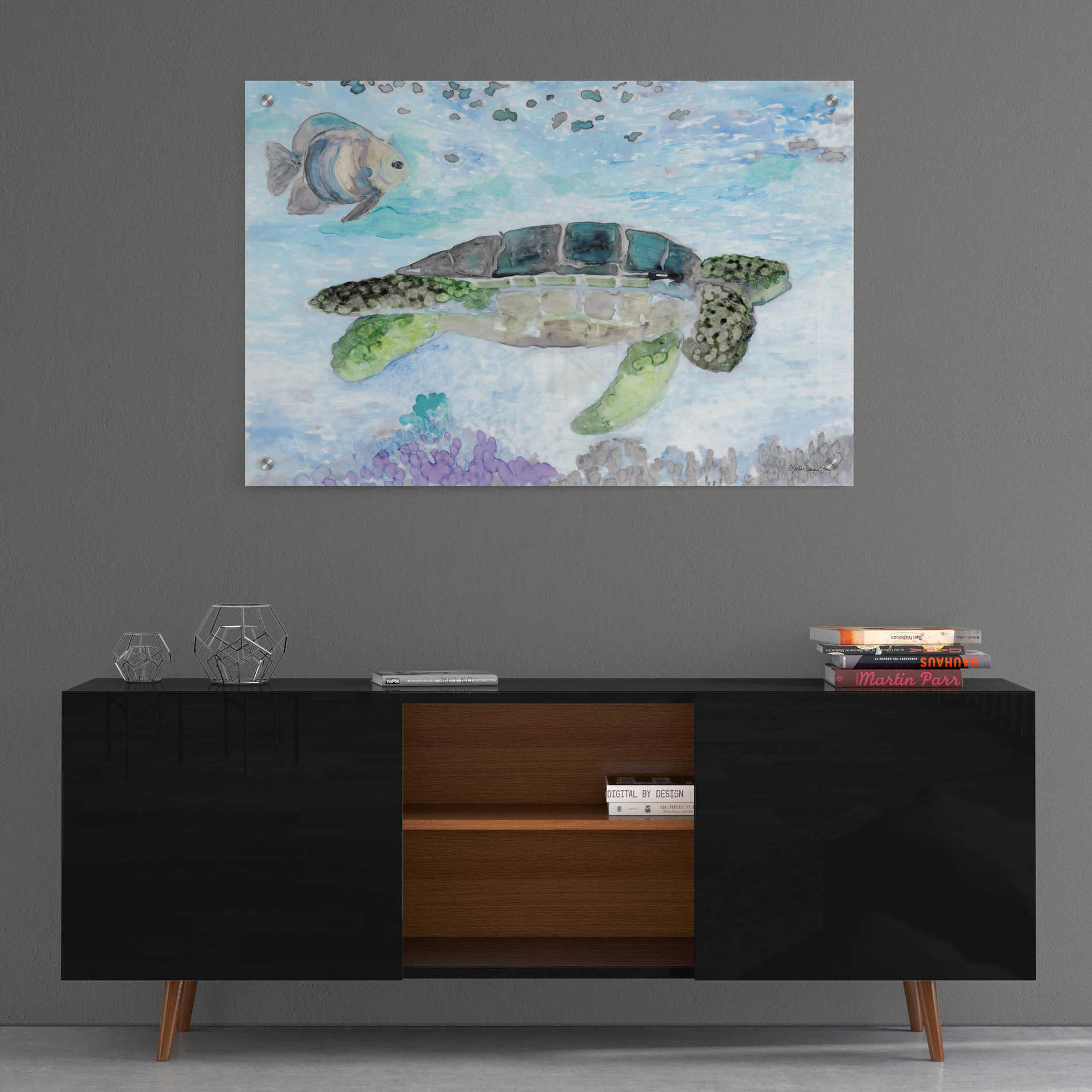 Epic Art 'Swimming Sea Turtle' by Stellar Design Studio, Acrylic Glass Wall Art,36x24