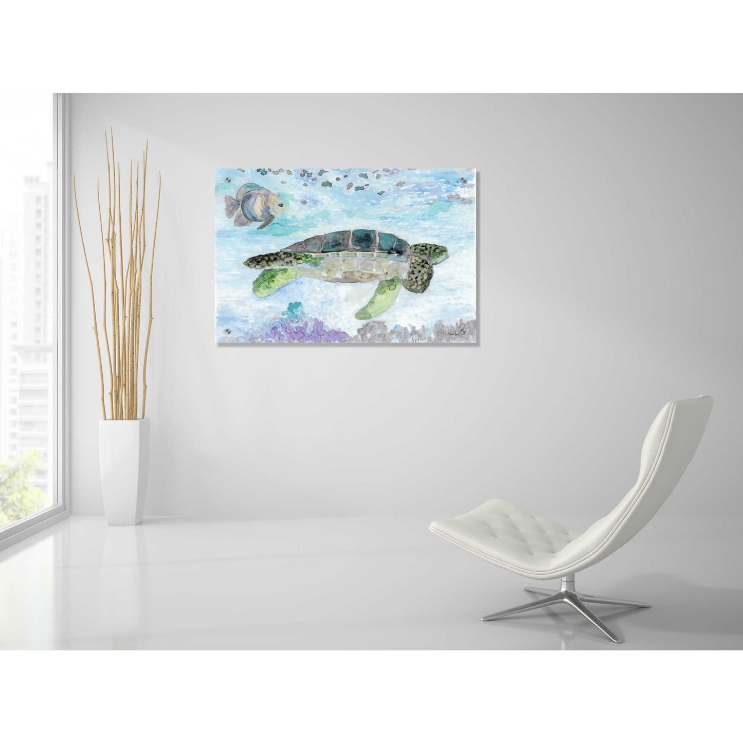 Epic Art 'Swimming Sea Turtle' by Stellar Design Studio, Acrylic Glass Wall Art,36x24