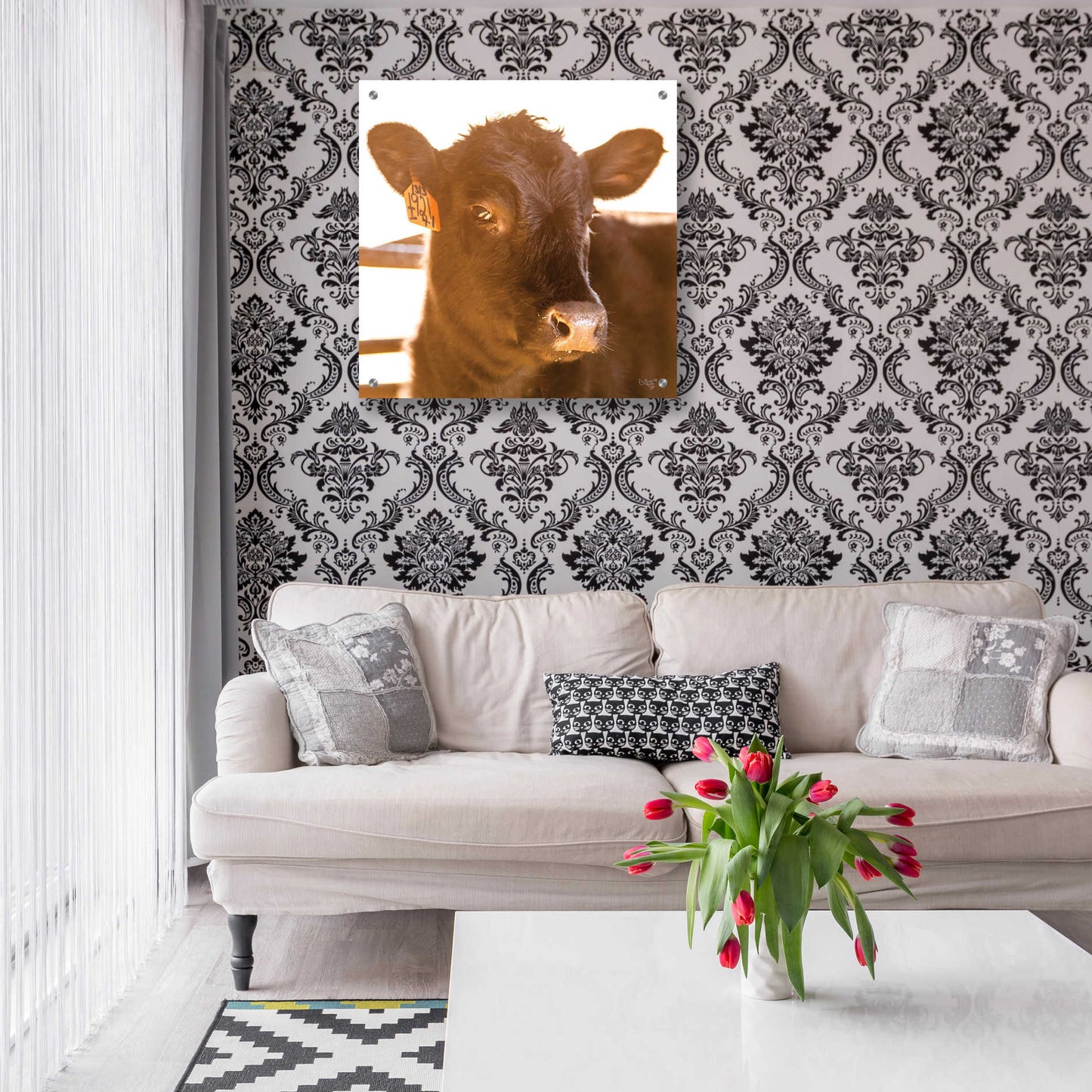 'Baby Cow I' by Donnie Quillen, Acrylic Wall Art,24x24