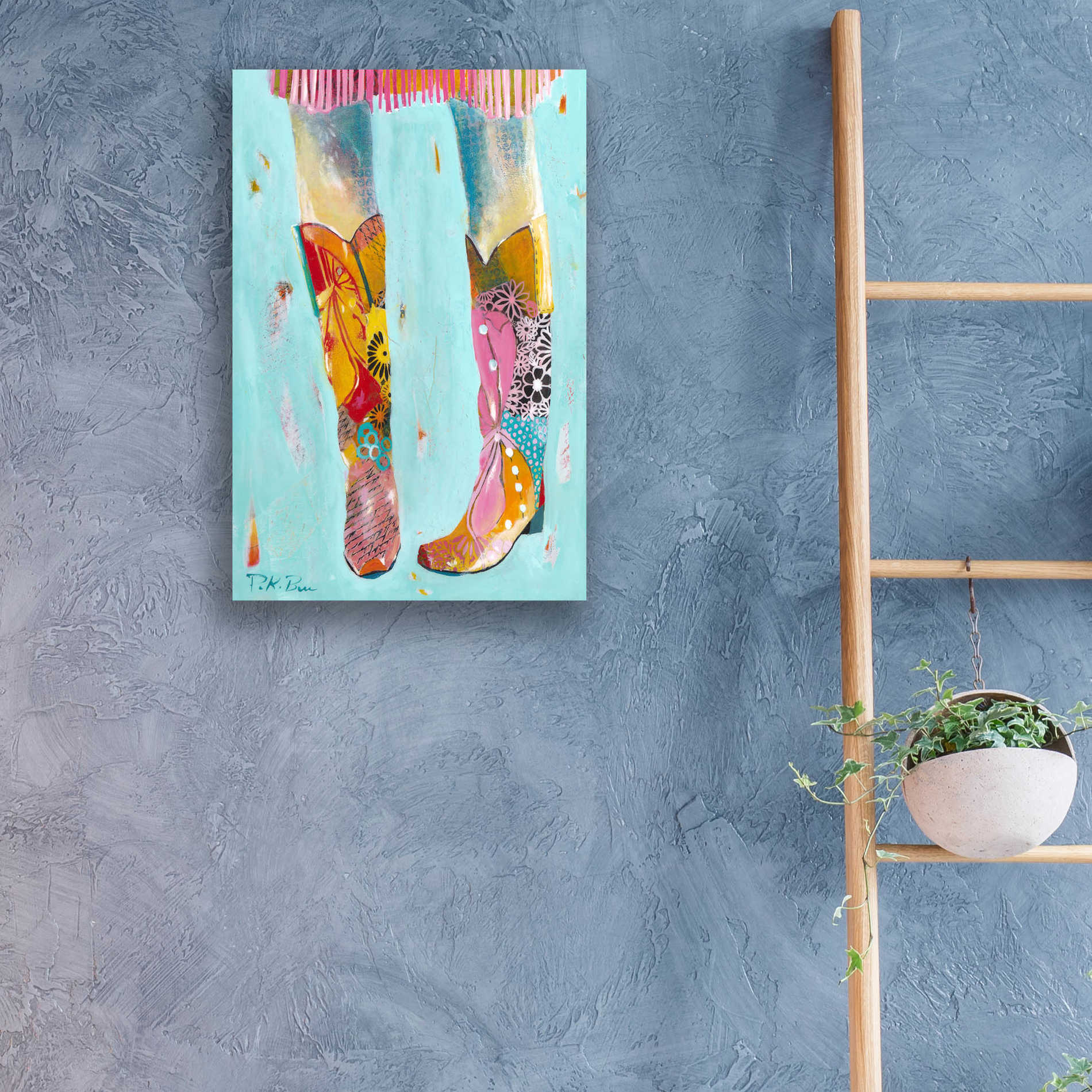 'Cowgirl Boots' by Pamela Beer, Acrylic Wall Art,16x24