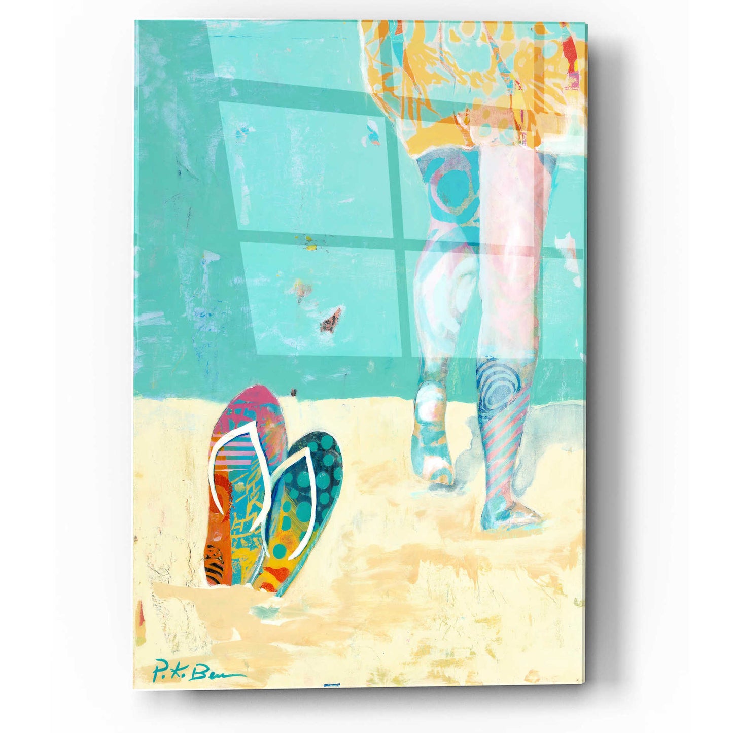 'Flip Flops on the Beach' by Pamela Beer, Acrylic Wall Art,12x16