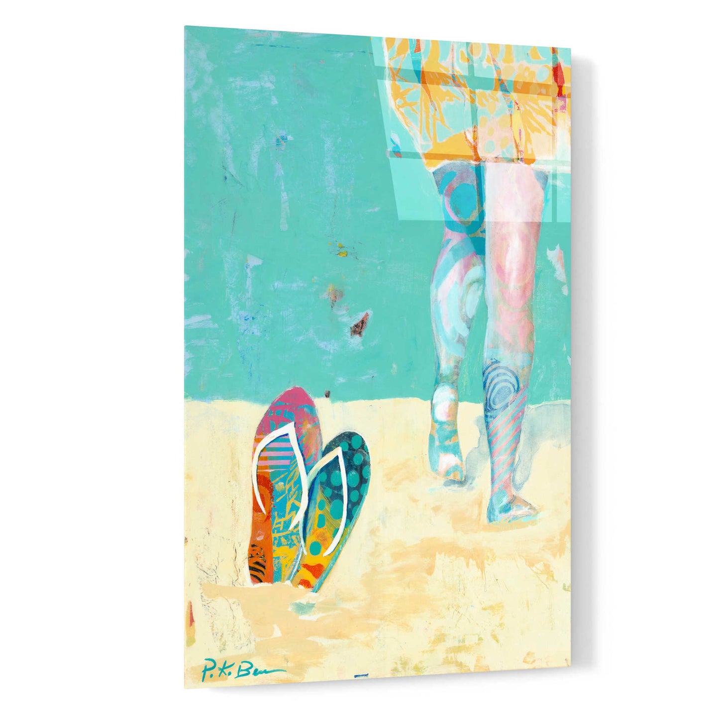 'Flip Flops on the Beach' by Pamela Beer, Acrylic Wall Art,16x24