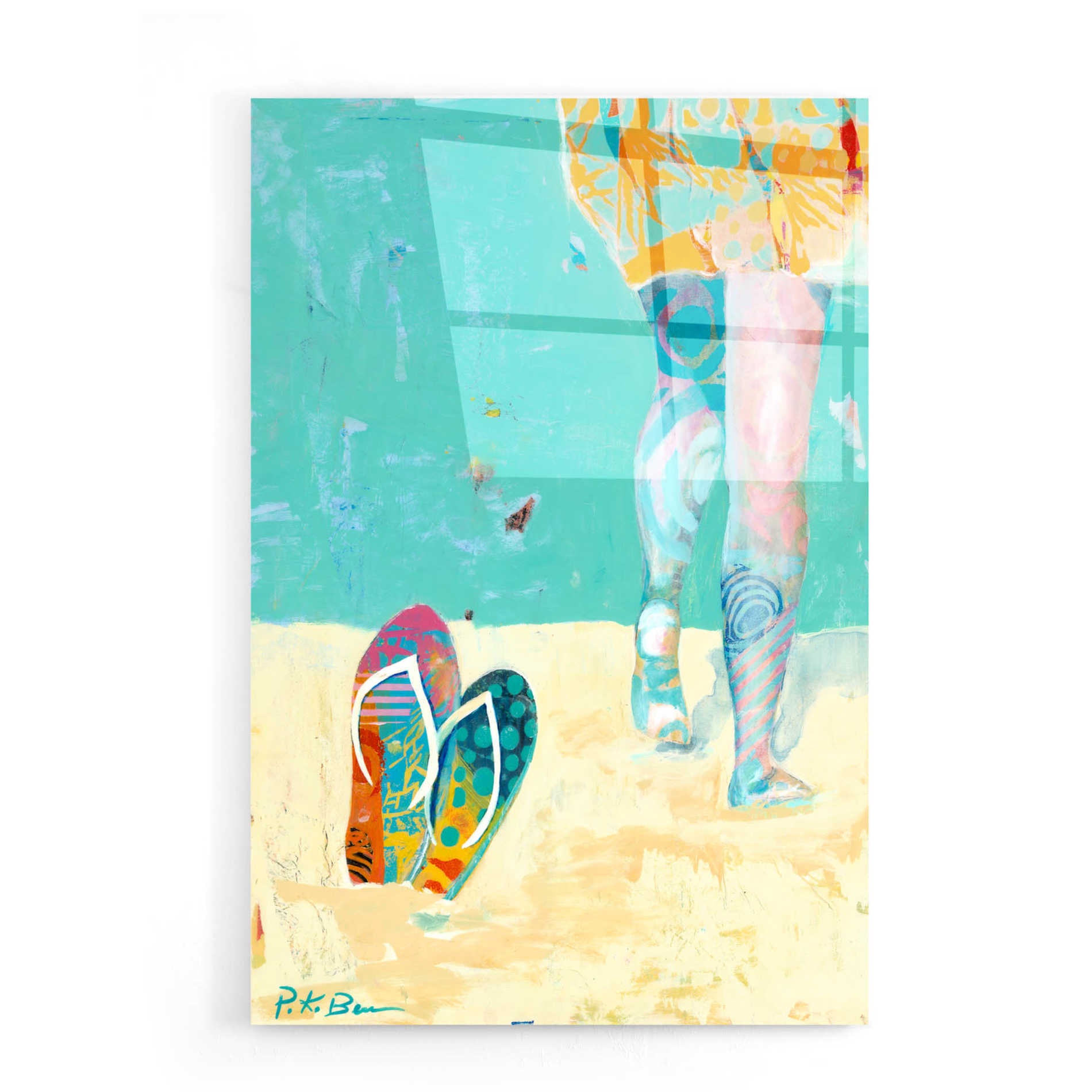 'Flip Flops on the Beach' by Pamela Beer, Acrylic Wall Art,16x24
