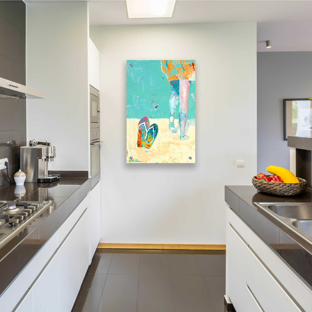 'Flip Flops on the Beach' by Pamela Beer, Acrylic Wall Art,24x36