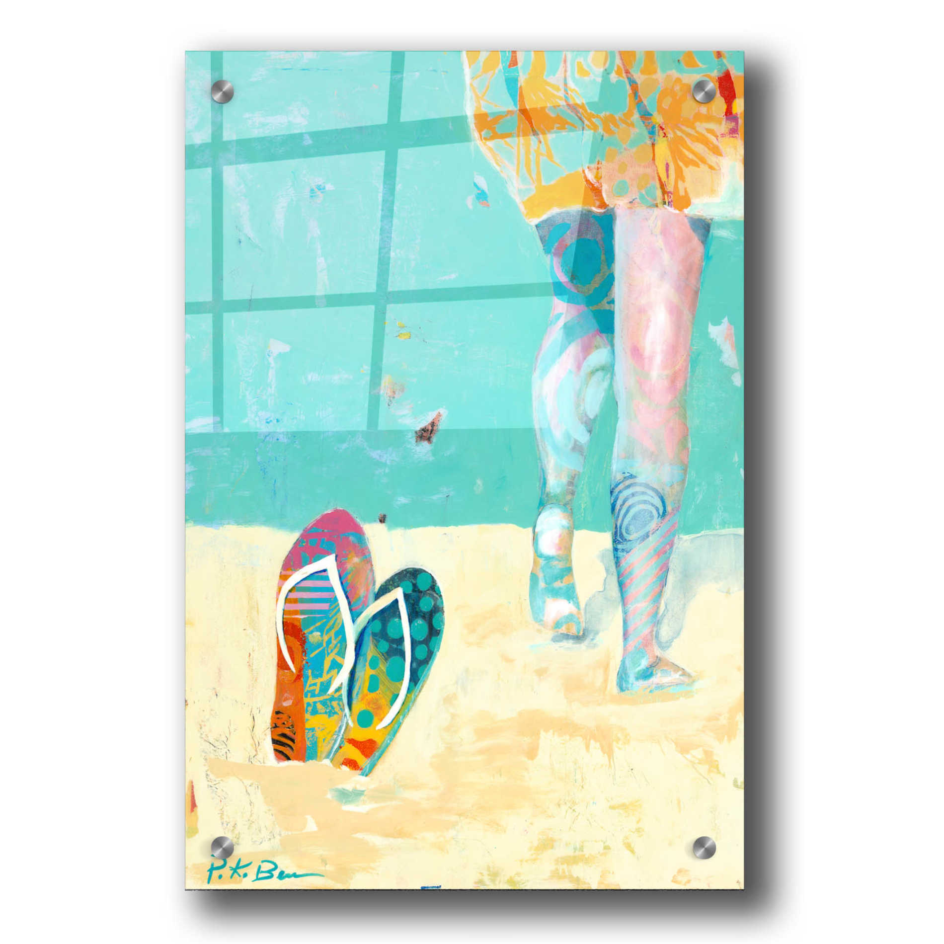 'Flip Flops on the Beach' by Pamela Beer, Acrylic Wall Art,24x36