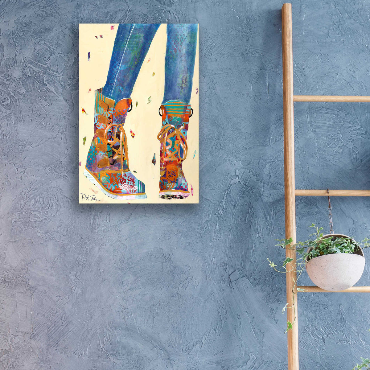 'Hiking Boots' by Pamela Beer, Acrylic Wall Art,16x24